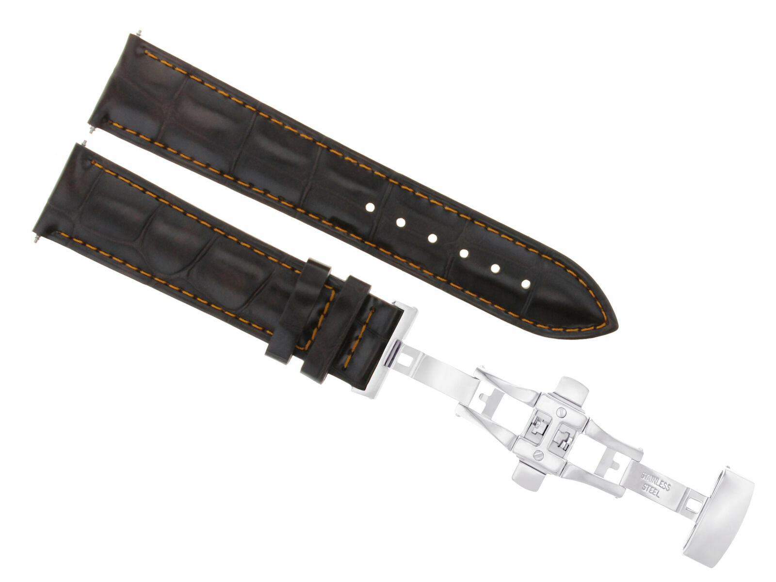 19MM LEATHER STRAP DEPLOYMENT BUCKLE CLASP FOR BAUME MERCIER DARK BROWN OS #3B