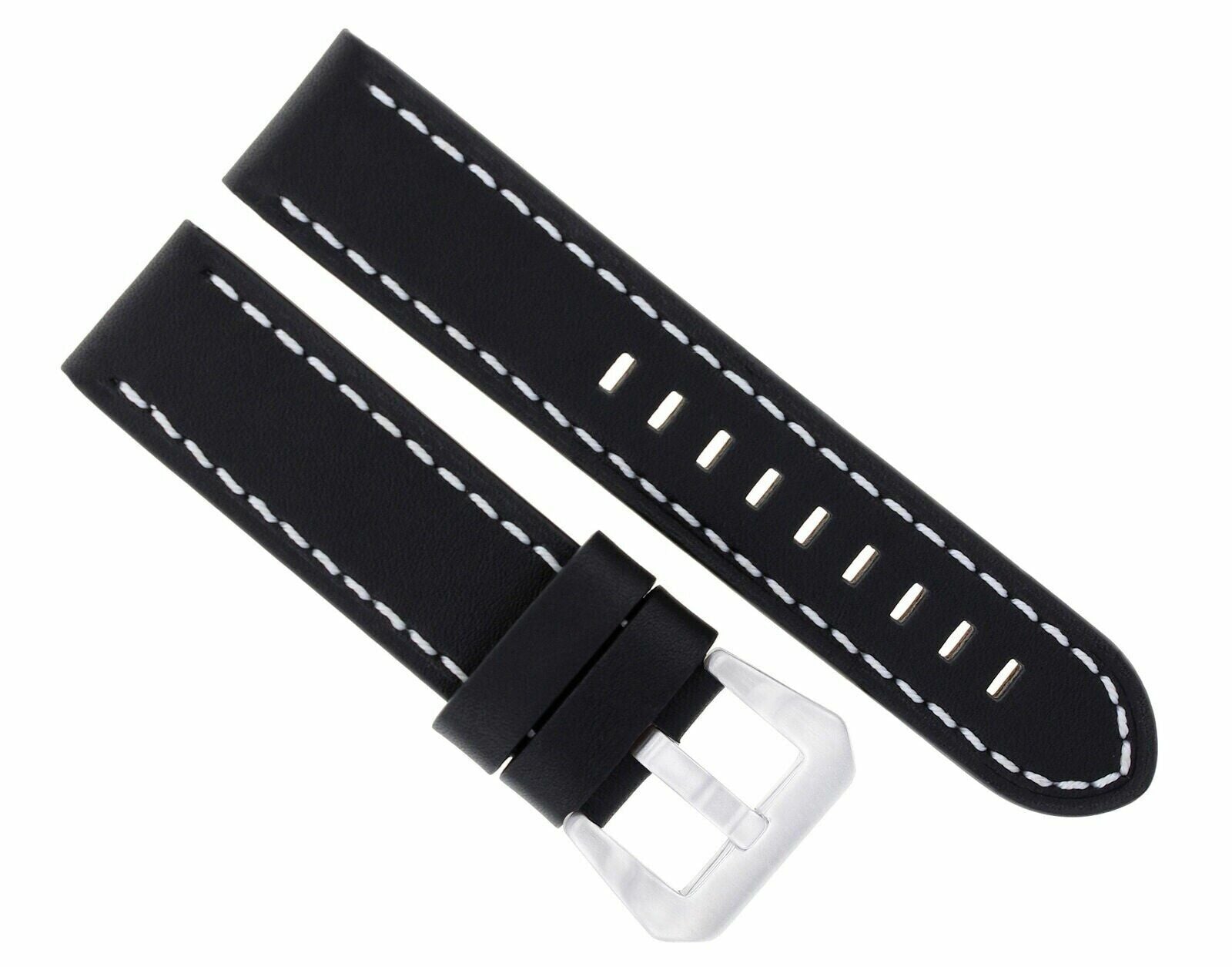 24MM LEATHER WATCH BAND STRAP FOR BREITLING NAVITIMER BENTLEY BLACK WS LONG