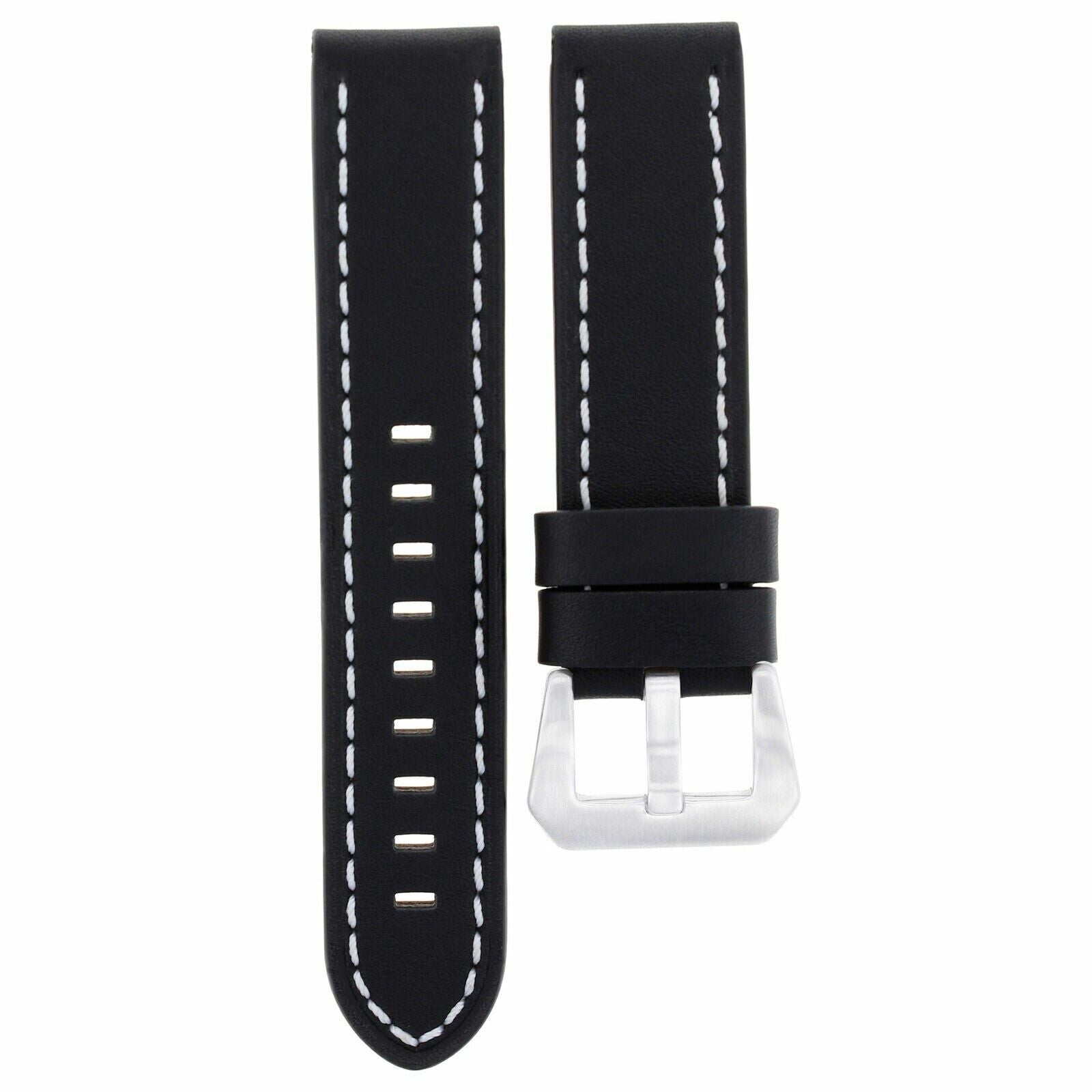 24MM LEATHER WATCH BAND STRAP FOR BREITLING NAVITIMER BENTLEY BLACK WS LONG