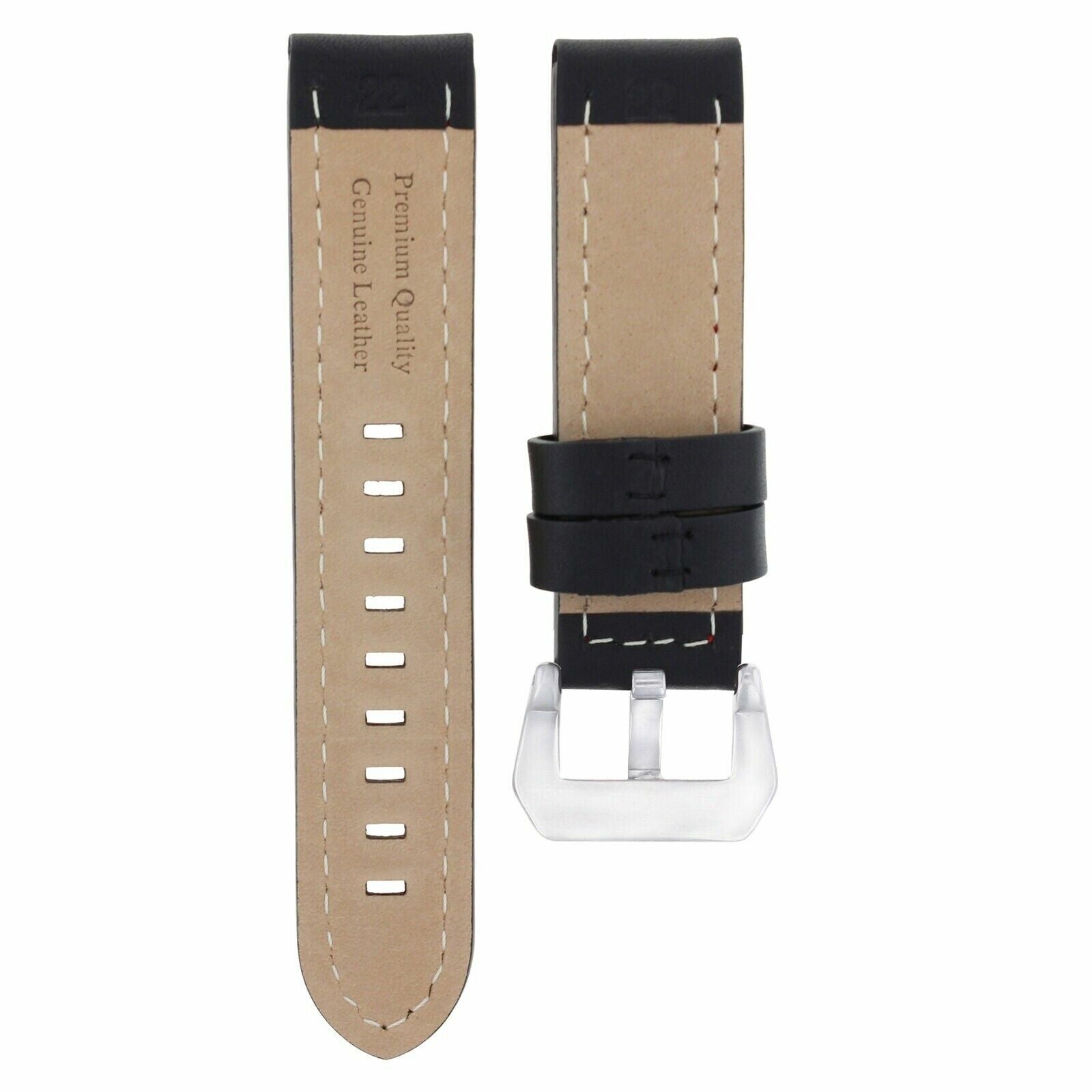 24MM LEATHER WATCH BAND STRAP FOR BREITLING NAVITIMER BENTLEY BLACK WS LONG