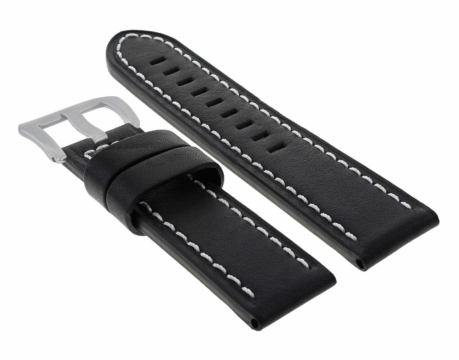 BIG 24MM COW LEATHER WATCH BAND STRAP FOR BREITLING NAVITIMER BENTLEY BLACK WS