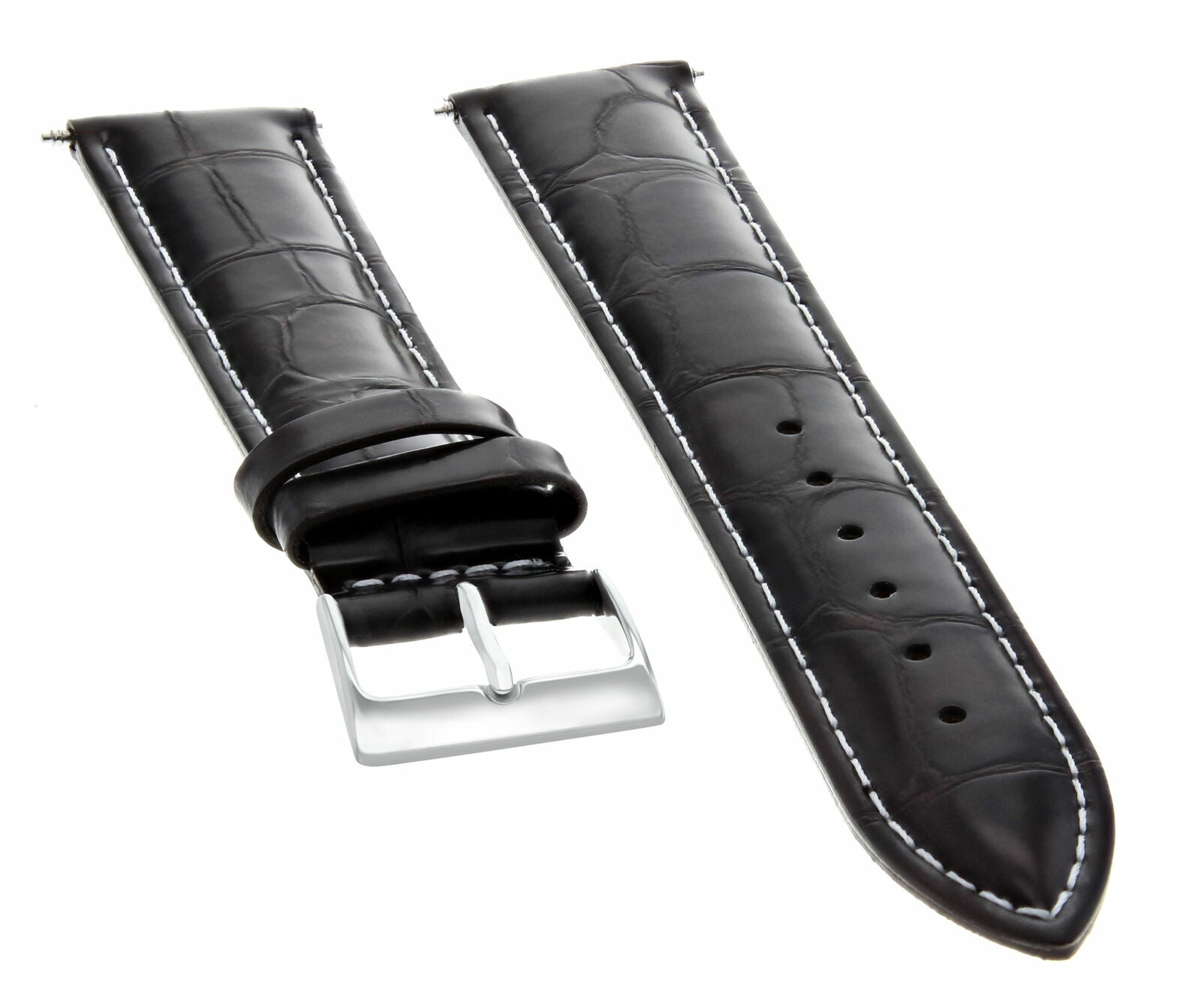 20MM LEATHER BAND STRAP FOR ROLEX DATE 1500 1505 1510 DARK BROWN WHITE STITCH