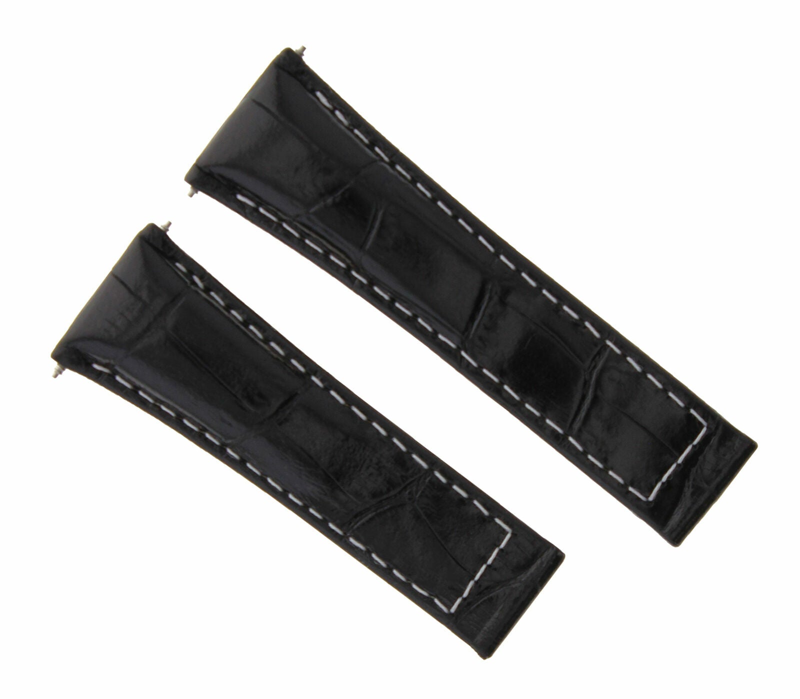 LEATHER STRAP BAND FOR ROLEX DAYTONA 116518 116519 BLACK WHITE STITCH SHORT
