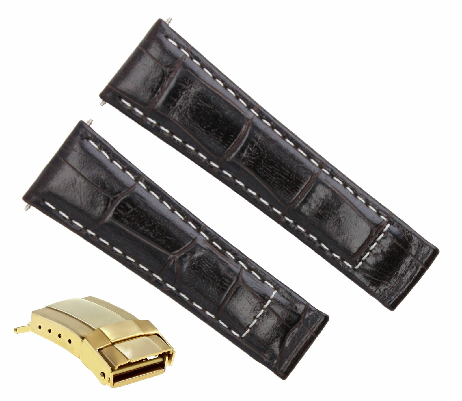 LEATHER STRAP FOR ROLEX DAYTONA 16518 16519 16523 116520 D/BROWN WS REGULAR GOLD
