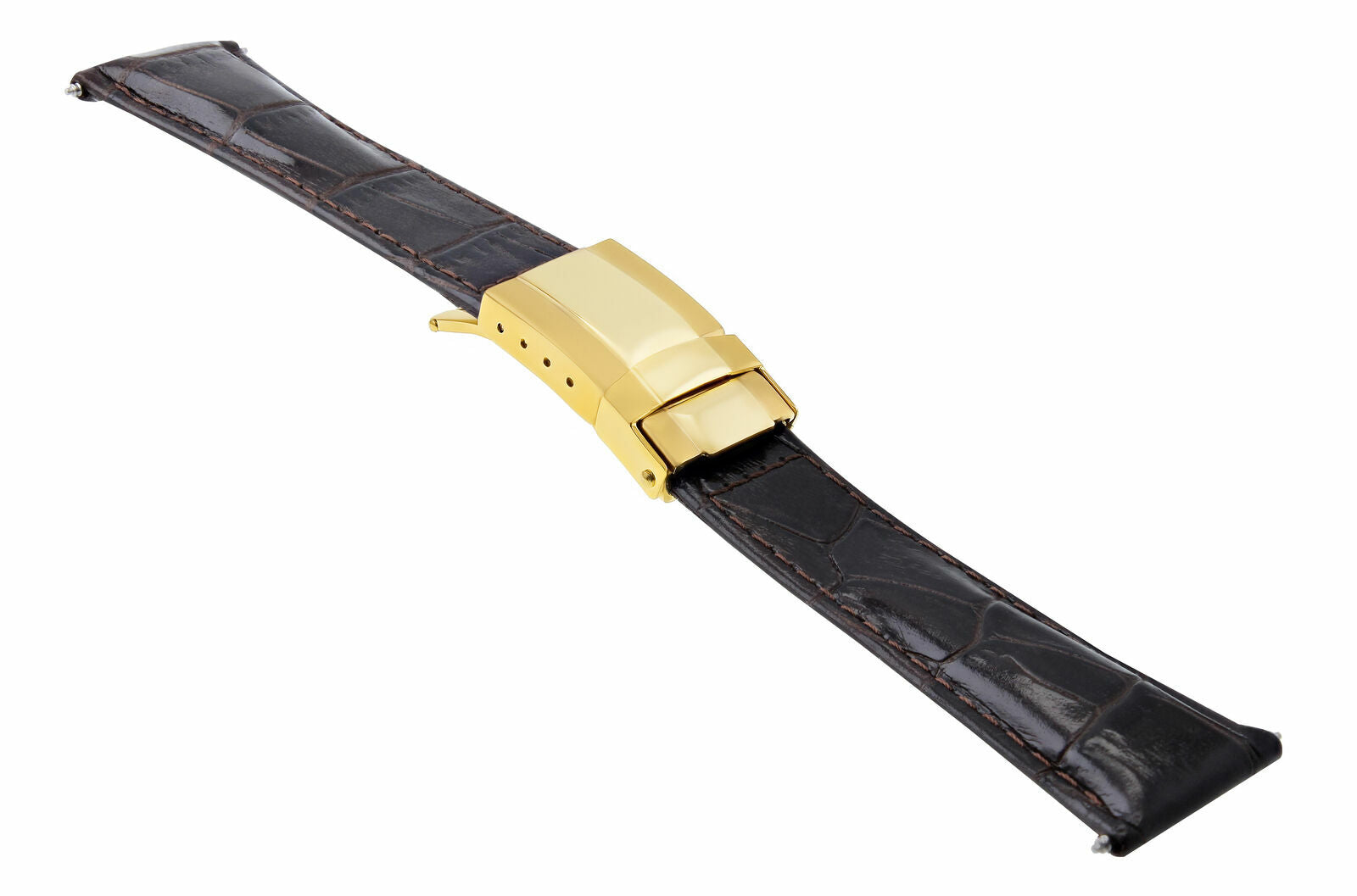 LEATHER STRAP FOR ROLEX DAYTONA 16520 116518 116519 REGULAR GOLD CLASP D/BROWN