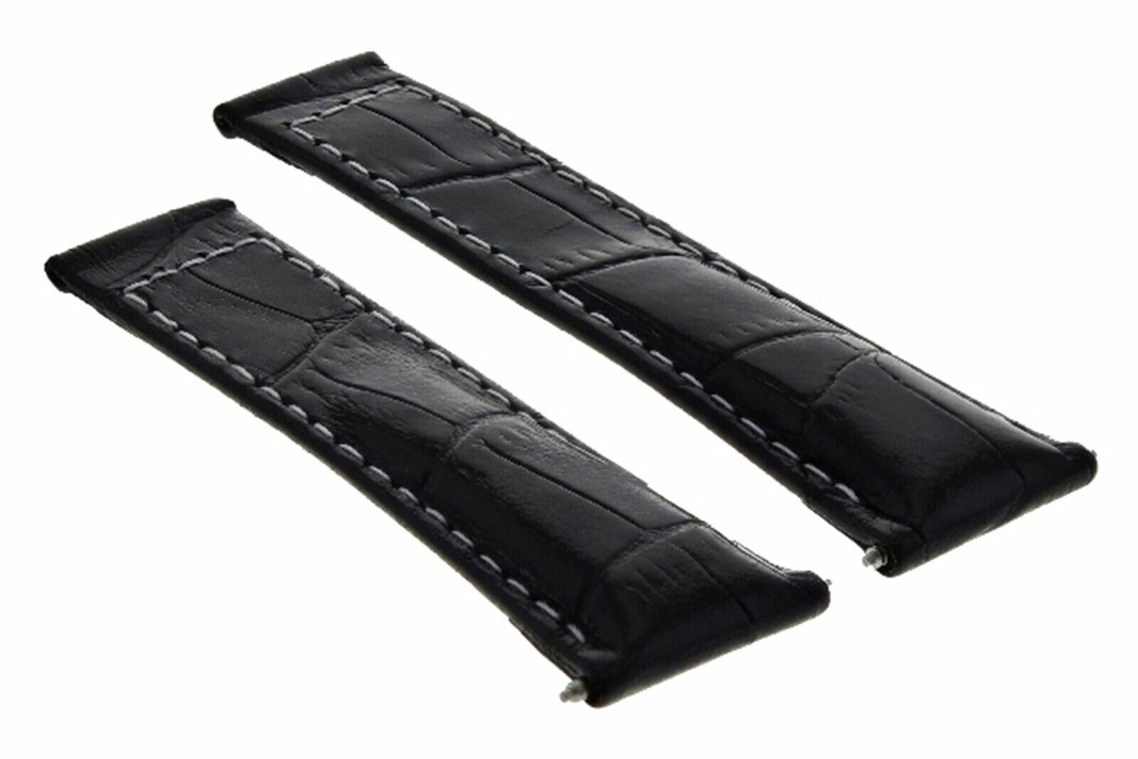 20MM LEATHER BAND STRAP FOR ROLEX DAYTONA 116519 116523 BLACK WHITE STITCH LONG
