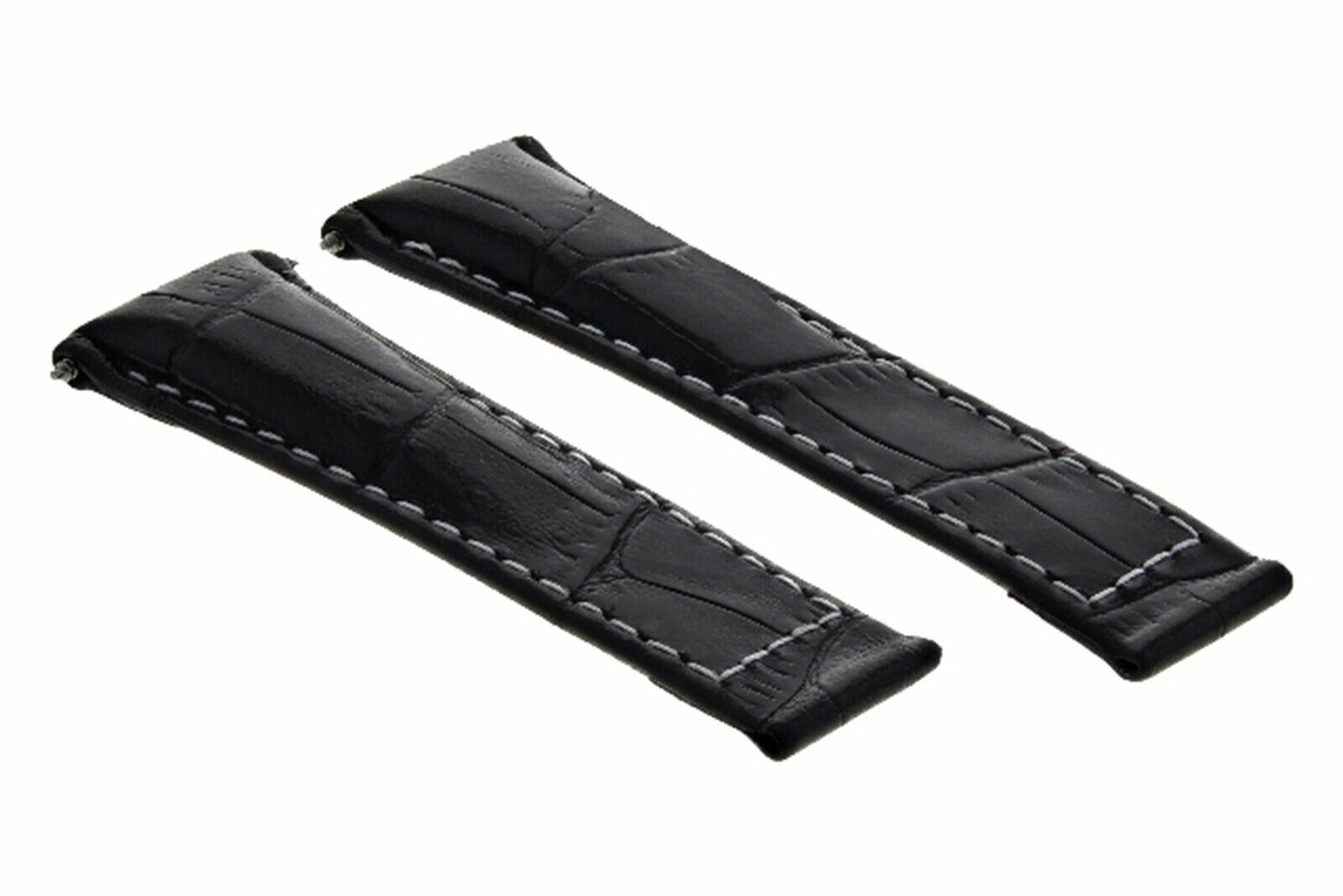 20MM LEATHER BAND STRAP FOR ROLEX DAYTONA 116519 116523 BLACK WHITE STITCH LONG