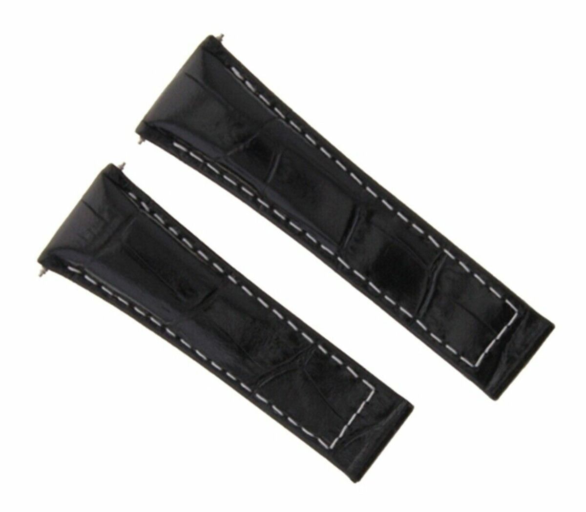 20MM LEATHER BAND STRAP FOR ROLEX DAYTONA 116519 116523 BLACK WHITE STITCH LONG