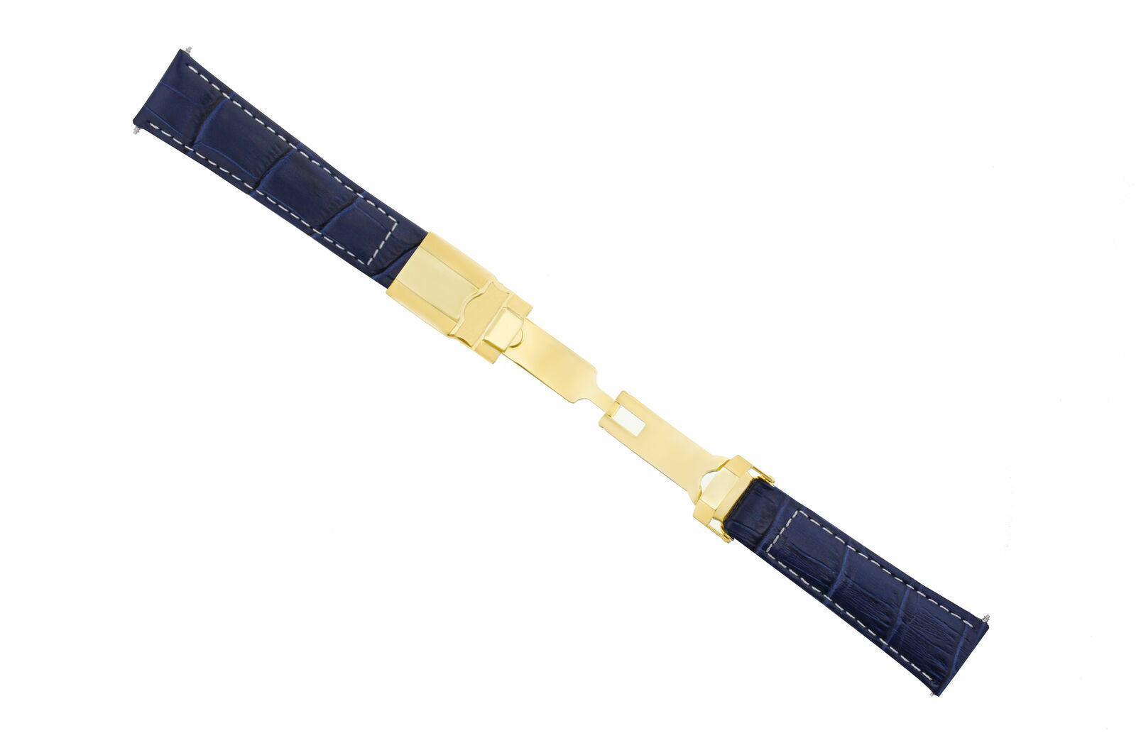 LEATHER BAND STRAP FOR ROLEX DAYTONA 16518 16520 REGULAR GOLD CLASP BLUE WS TQ