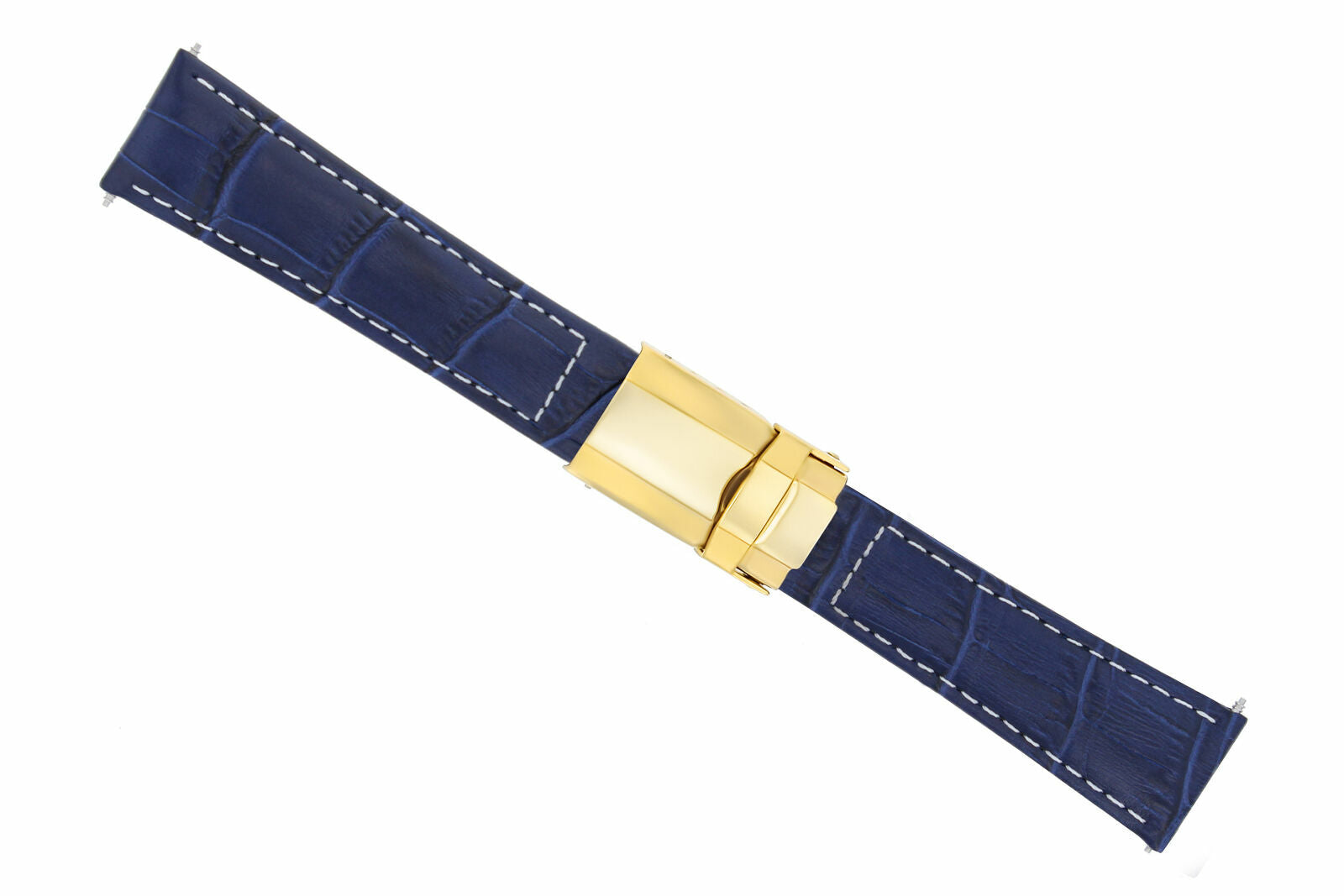 LEATHER BAND STRAP FOR ROLEX DAYTONA 16518 16520 REGULAR GOLD CLASP BLUE WS TQ
