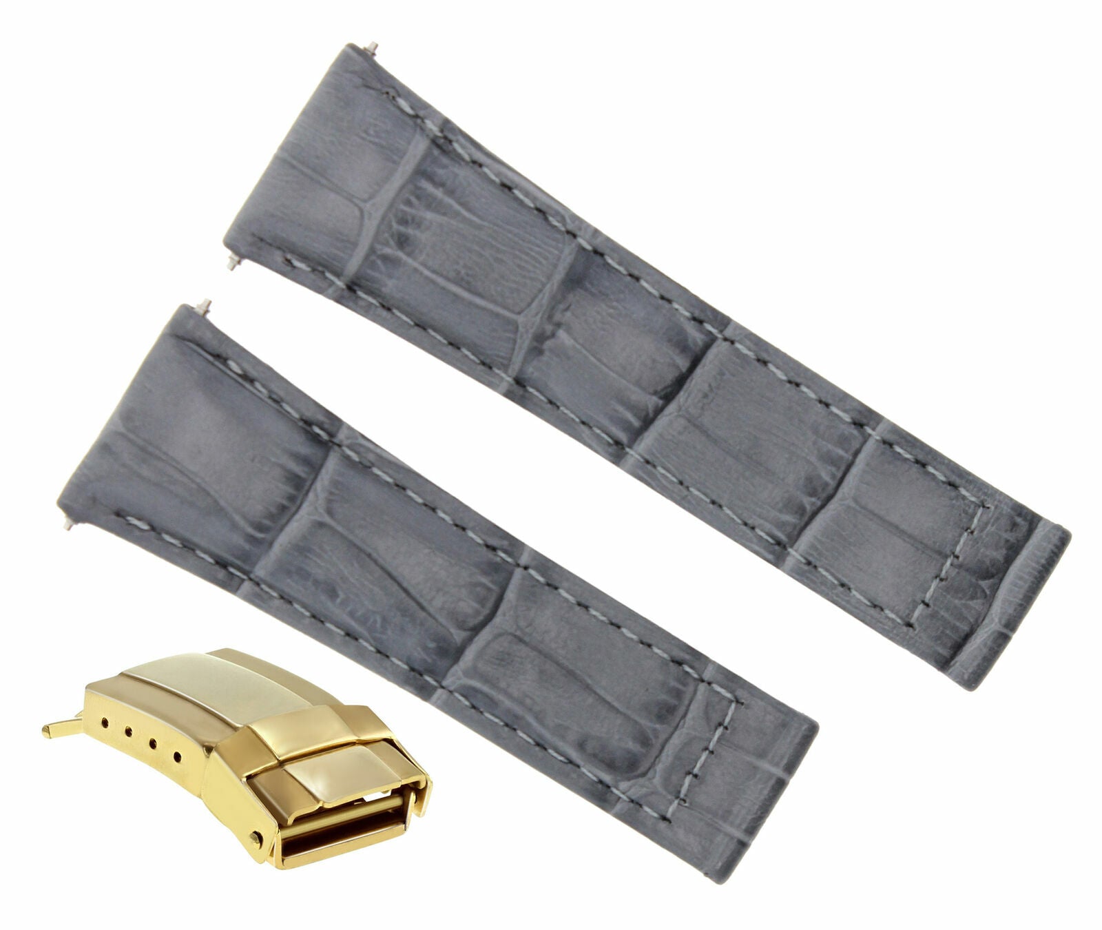 20MM LEATHER BAND STRAP FOR ROLEX DAYTONA 16520 116508 116523 GREY REGULAR GOLD