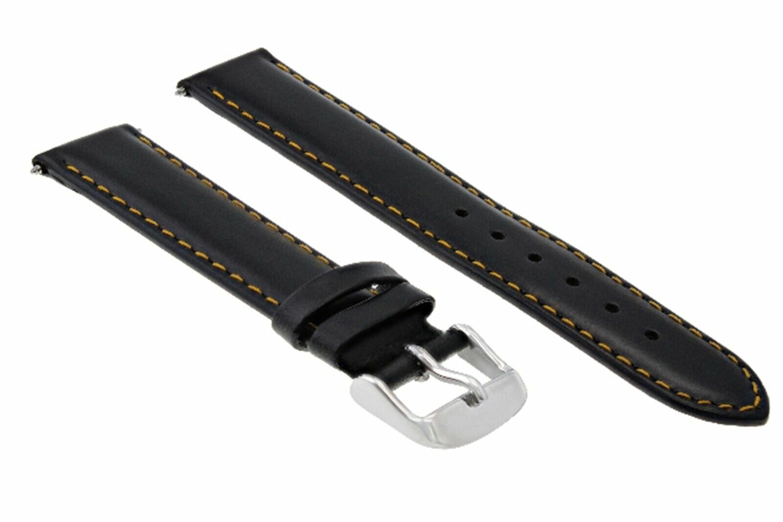 22MM SMOOTH LEATHER WATCH STRAP BAND FOR BREITLING BLACK W/PROOF ORANGE STITCH