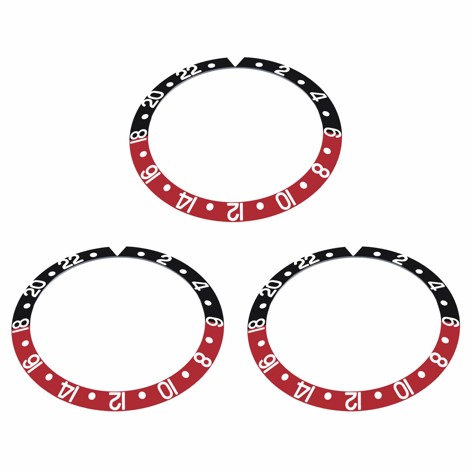 12 BEZEL INSERT ALUMINUM FOR ROLEX GMT 16700 16710 16713 16718 16760 RED/BLACK