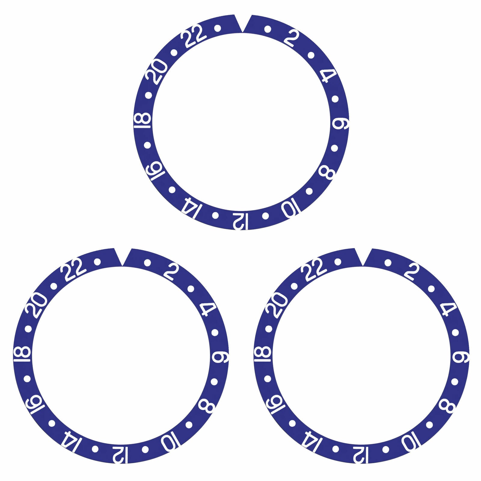 3 BEZEL INSERT ALUMINUM FOR ROLEX GMT WATCH 16700, 16710,16713, 16718,16760 BLUE