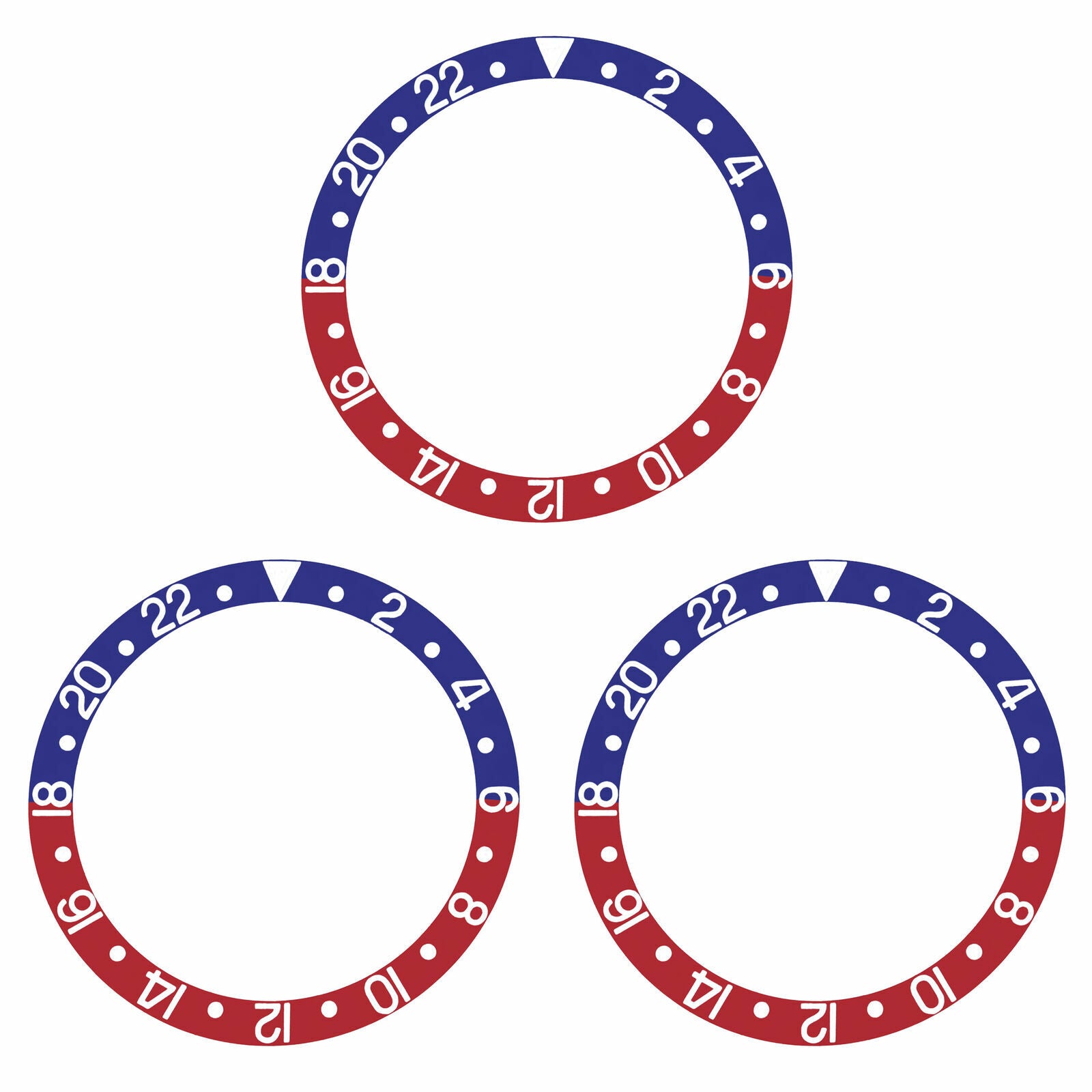 3 BEZEL INSERT ALUMINUM PEPSI FOR ROLEX GMT I MASTER 1675 16750 16753 BLUE/RED