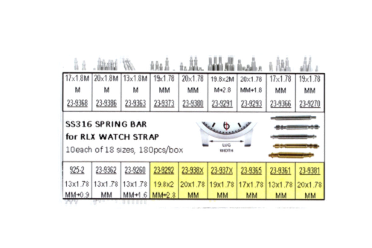 180 SPRING BARS PINS FOR ROLEX DATE, DATEJUST,SUBMARINER, GMT ASSORTMENT S/STEEL