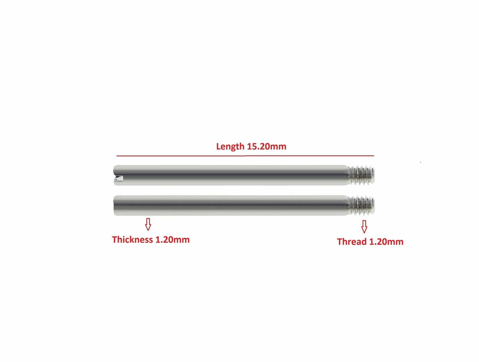 2 - 15.2MM SCREW PINS FOR MEN LINK ROLEX JUBILEE 19MM 20MM WATCH BAND LUG 62510H 16233-34