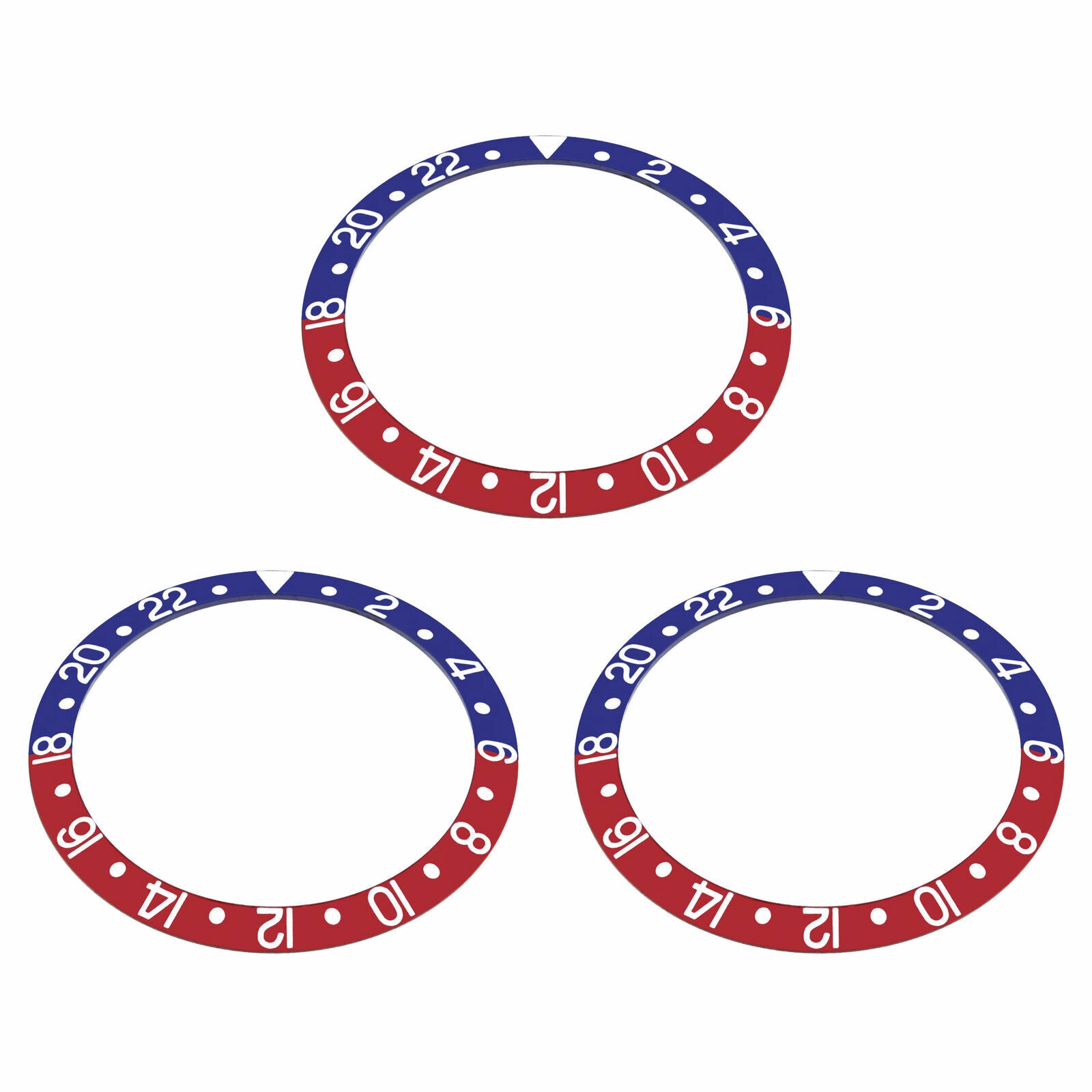 12 BEZEL INSERT ALUMINUM FOR ROLEX BLUE/RED SILVER GMT I 1675,16750 WATCH PEPSI