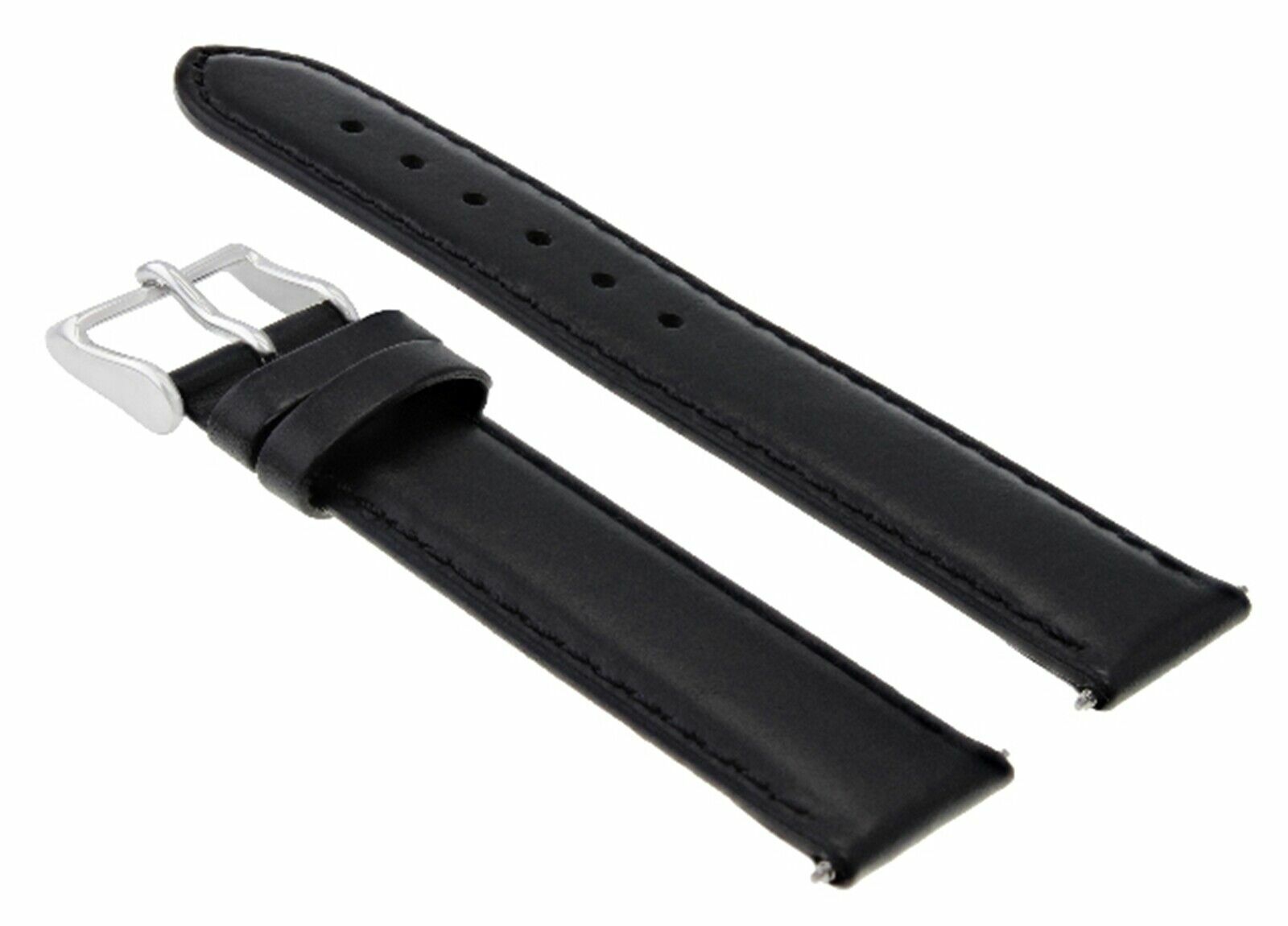 24MM SMOOTH LEATHER STRAP WATCH BAND FOR OMEGA SEAMASTER PLANET OCEAN BLACK