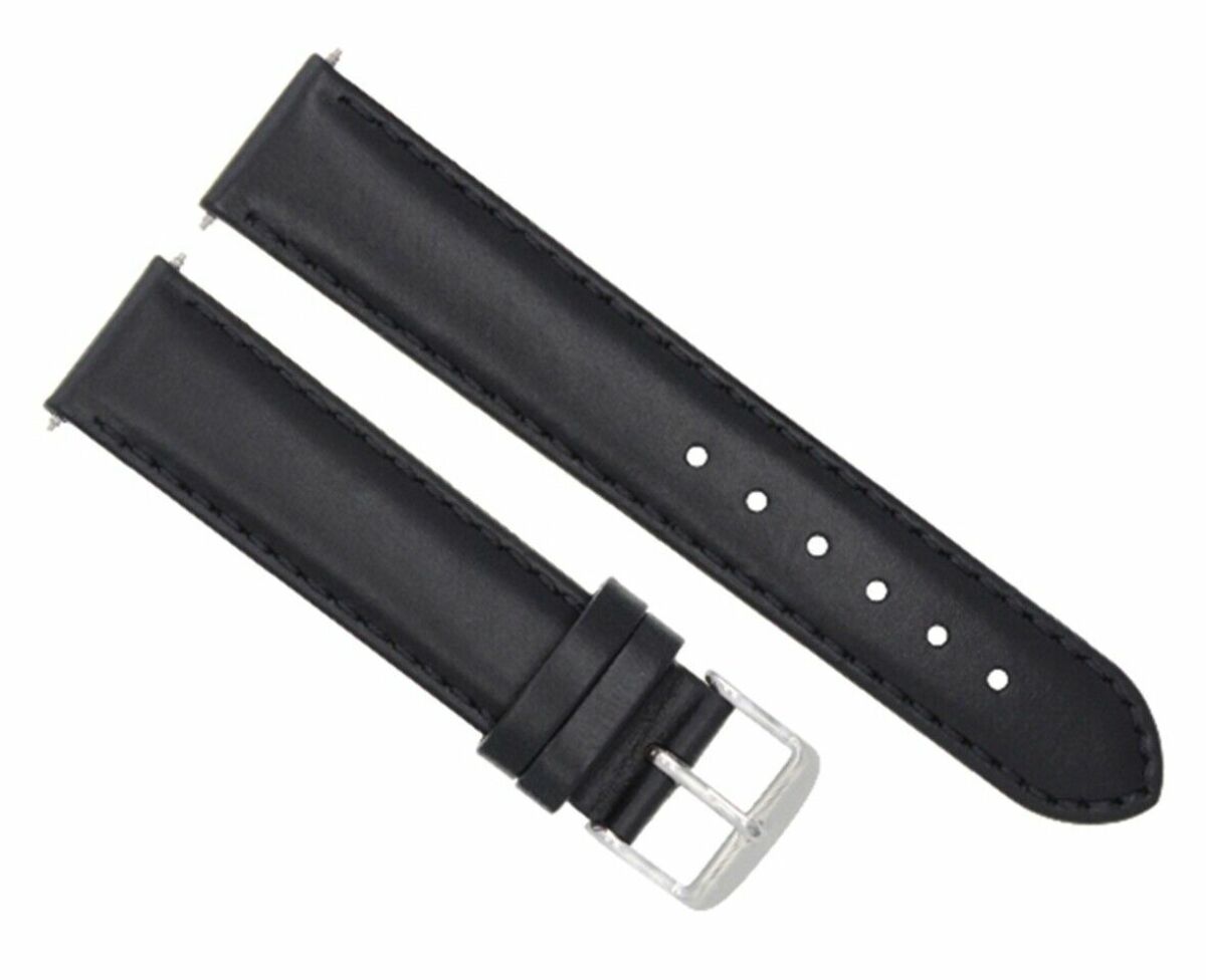24MM SMOOTH LEATHER STRAP WATCH BAND FOR OMEGA SEAMASTER PLANET OCEAN BLACK