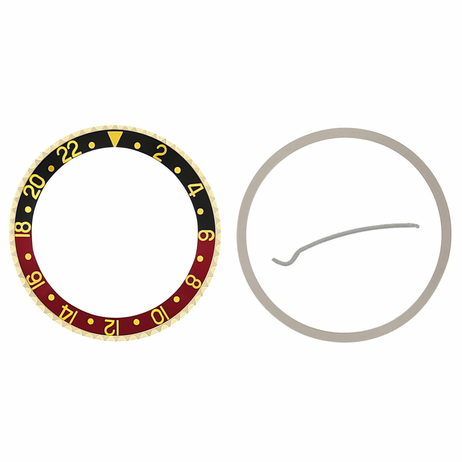 BEZEL & INSERT FOR ROLEX GMT 18KY GOLD 16700 16710 16718 16760 16713 BLACK/RED