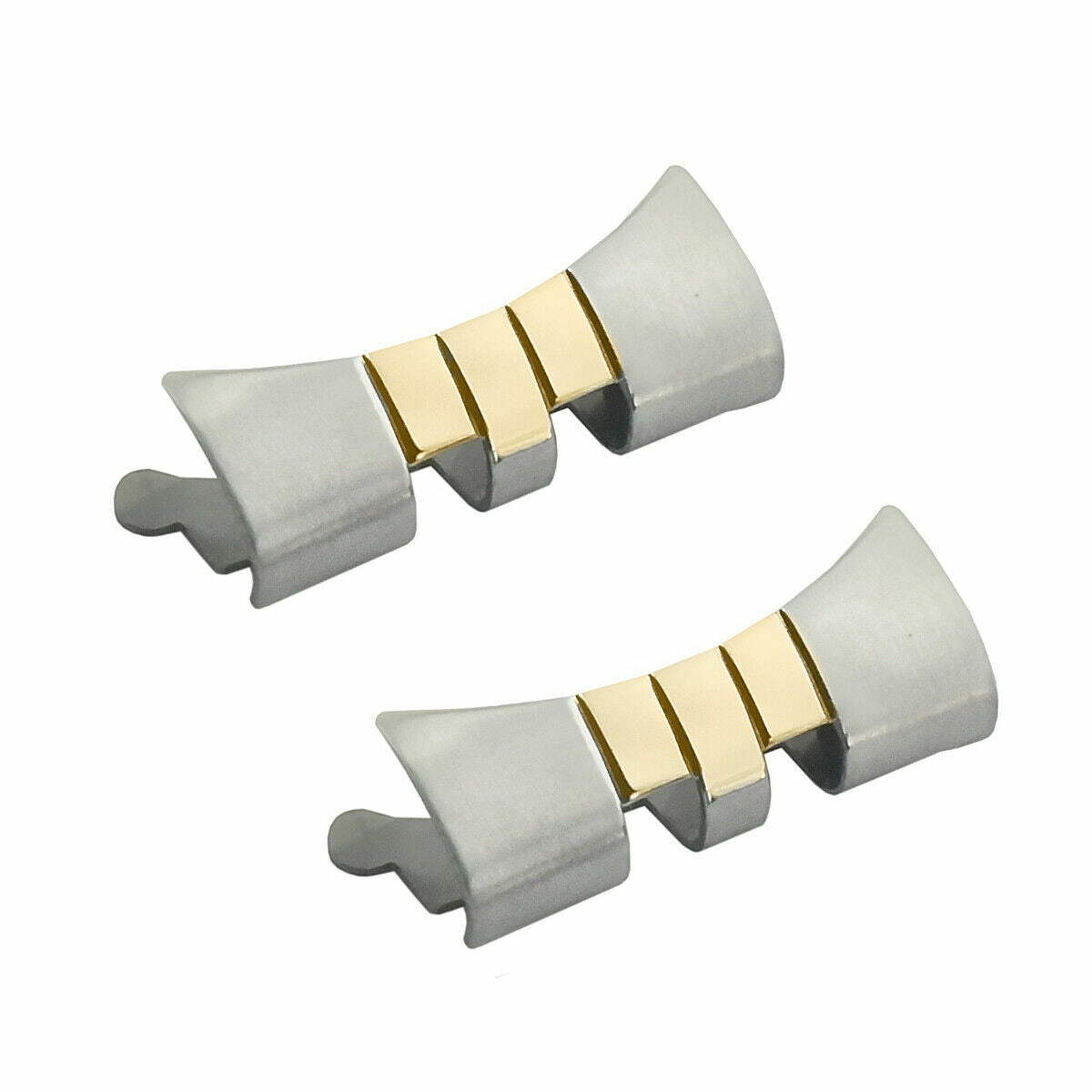 2 - 19MM JUBILEE WATCH BAND END PIECE LINK FOR 34MM ROLEX DATE 1500 1505 18K/SS