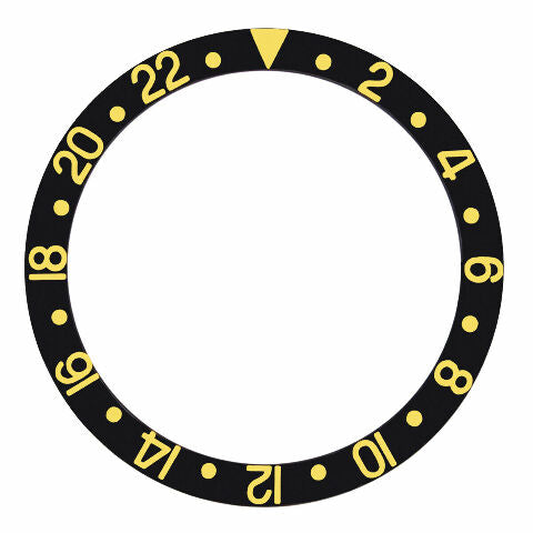 REPLACEMENT BEZEL INSERT ALUMINUM BLACK/GOLD FOR WATCH 37.80MM X 30.20MM