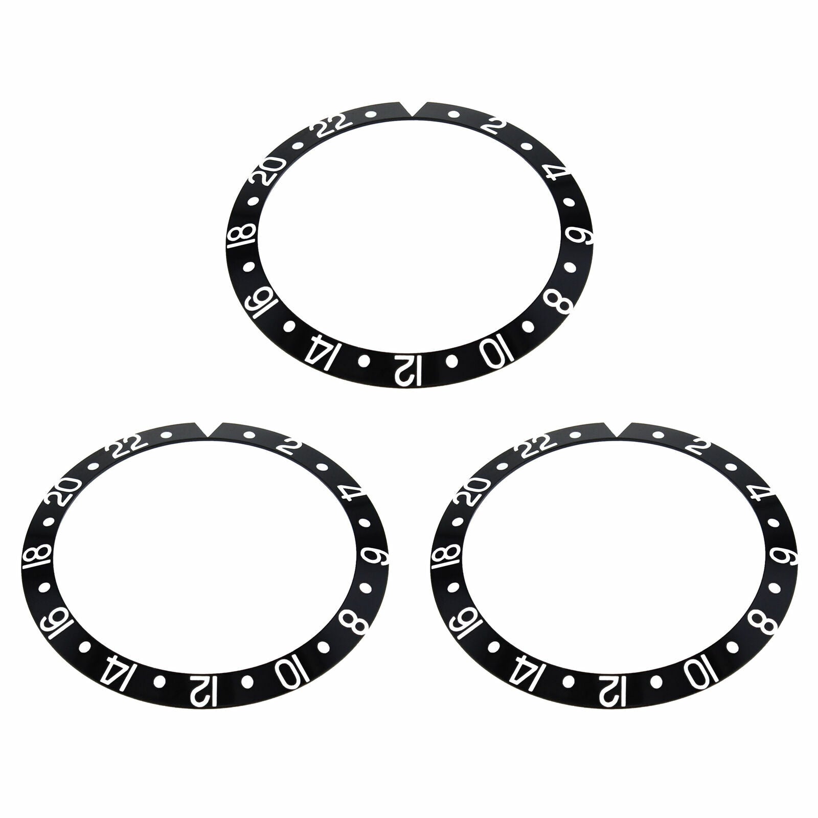 3 BEZEL INSERT ALUMINUM FOR ROLEX GMT 1670 1675 16750 16753 16758 WATCH BLACK