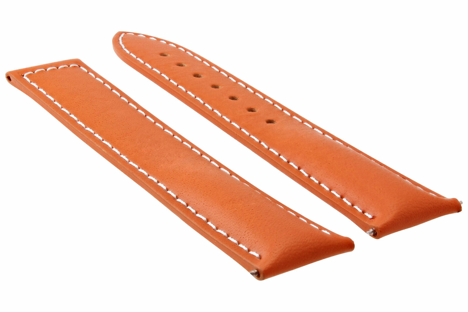 LEATHER WATCH BAND STRAP FOR 20MM OMEGA SEAMASTER DEPLOYMENT CLASP ORANGE WS