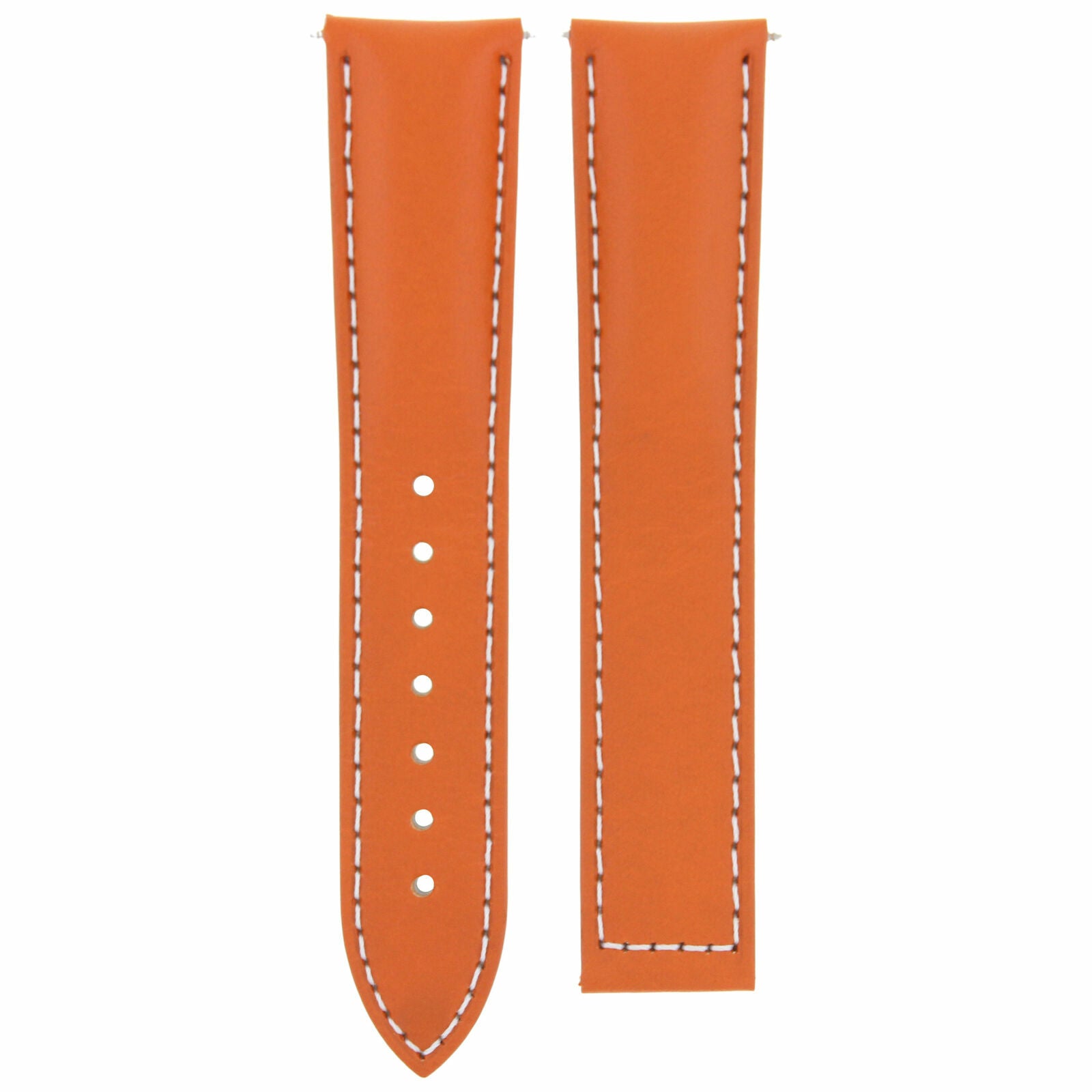 LEATHER WATCH BAND STRAP FOR 20MM OMEGA SEAMASTER DEPLOYMENT CLASP ORANGE WS