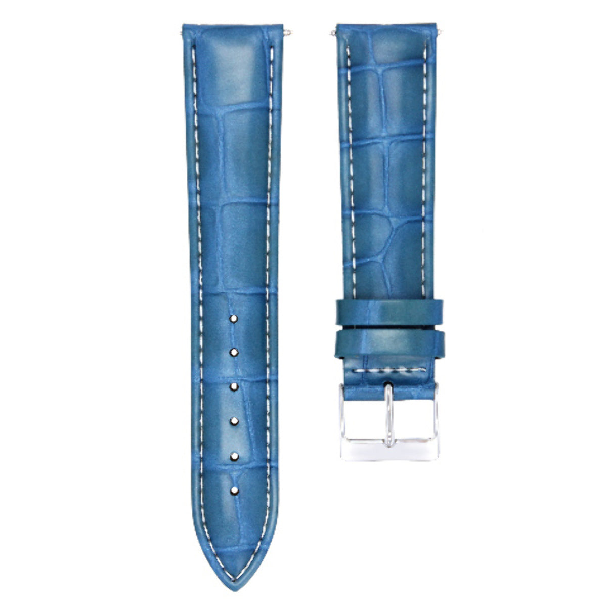 20MM LEATHER WATCH STRAP BAND FOR BREITLING BENTLEY PILOT LIGHT BLUE WHITE STIT