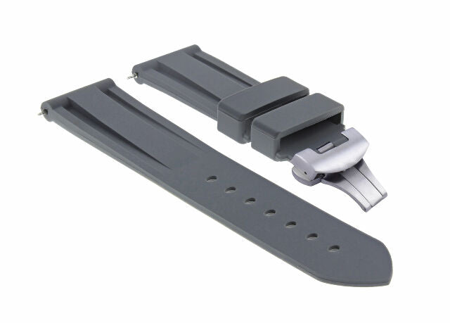 22MM PAM RUBBER DIVER WATCH BAND FOR 40MM PANERAI DEPLOYMENT BUCKLE CLASP GREY
