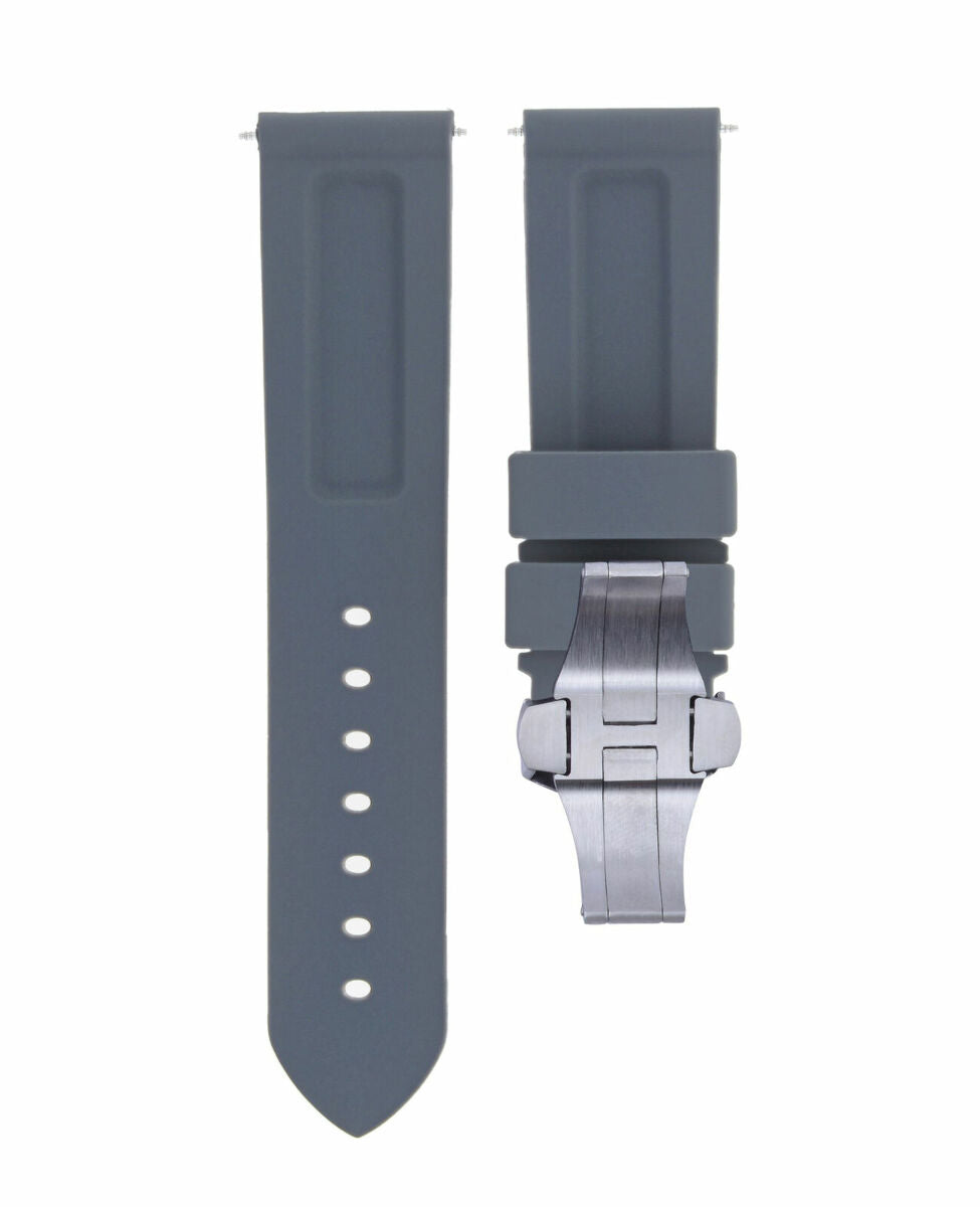 22MM PAM RUBBER DIVER WATCH BAND FOR 40MM PANERAI DEPLOYMENT BUCKLE CLASP GREY