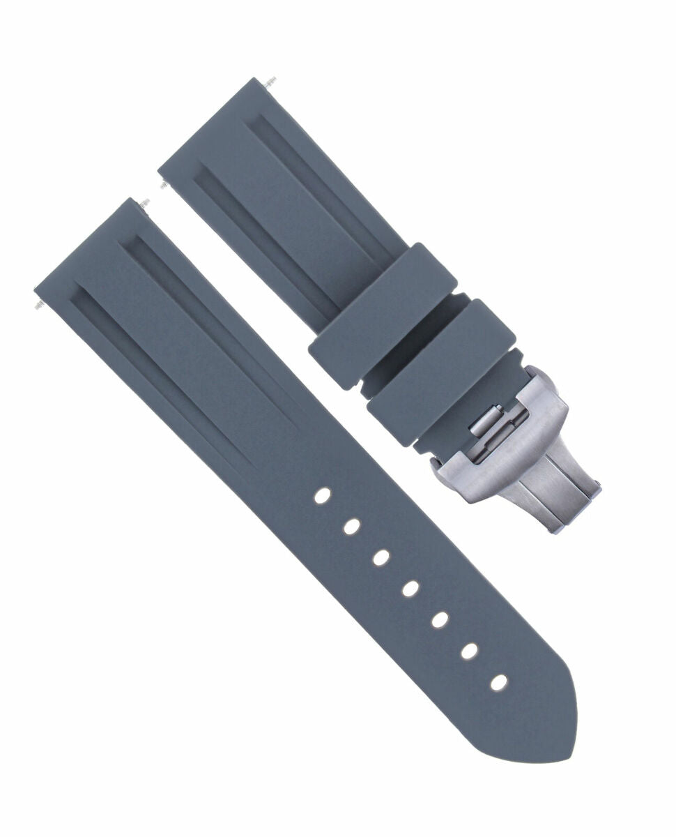 22MM PAM RUBBER DIVER WATCH BAND FOR 40MM PANERAI DEPLOYMENT BUCKLE CLASP GREY