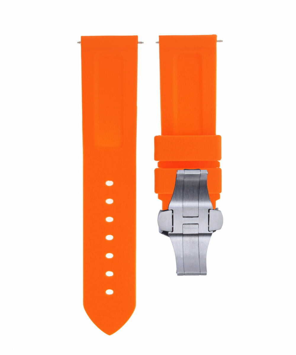 22MM RUBBER DIVER WATCH BAND FOR 40MM PANERAI GMT WATCH DEPLOYMENT CLASP ORANGE
