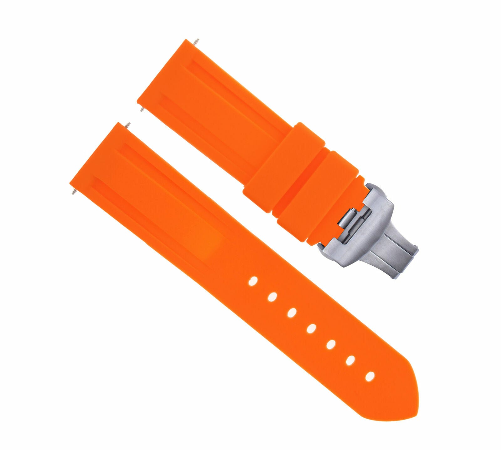 22MM RUBBER DIVER WATCH BAND FOR 40MM PANERAI GMT WATCH DEPLOYMENT CLASP ORANGE
