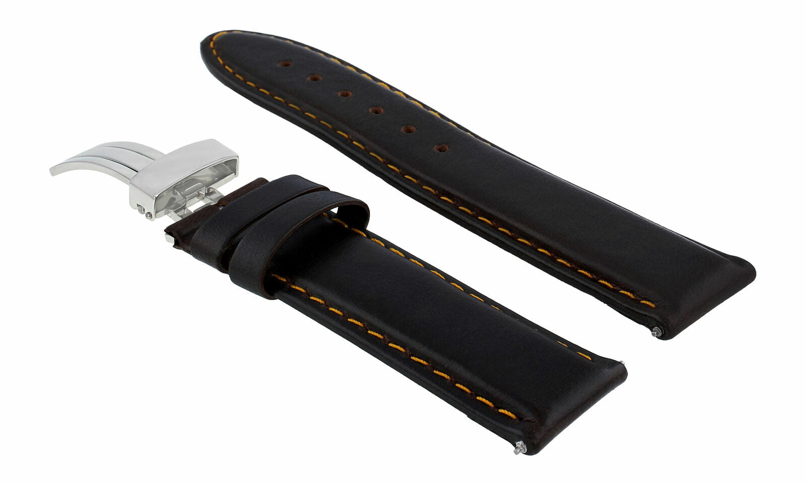 18MM SMOOTH LEATHER STRAP BAND FOR OMEGA SEAMASTER SPEEDDMASTER MOON D/BROWN OS