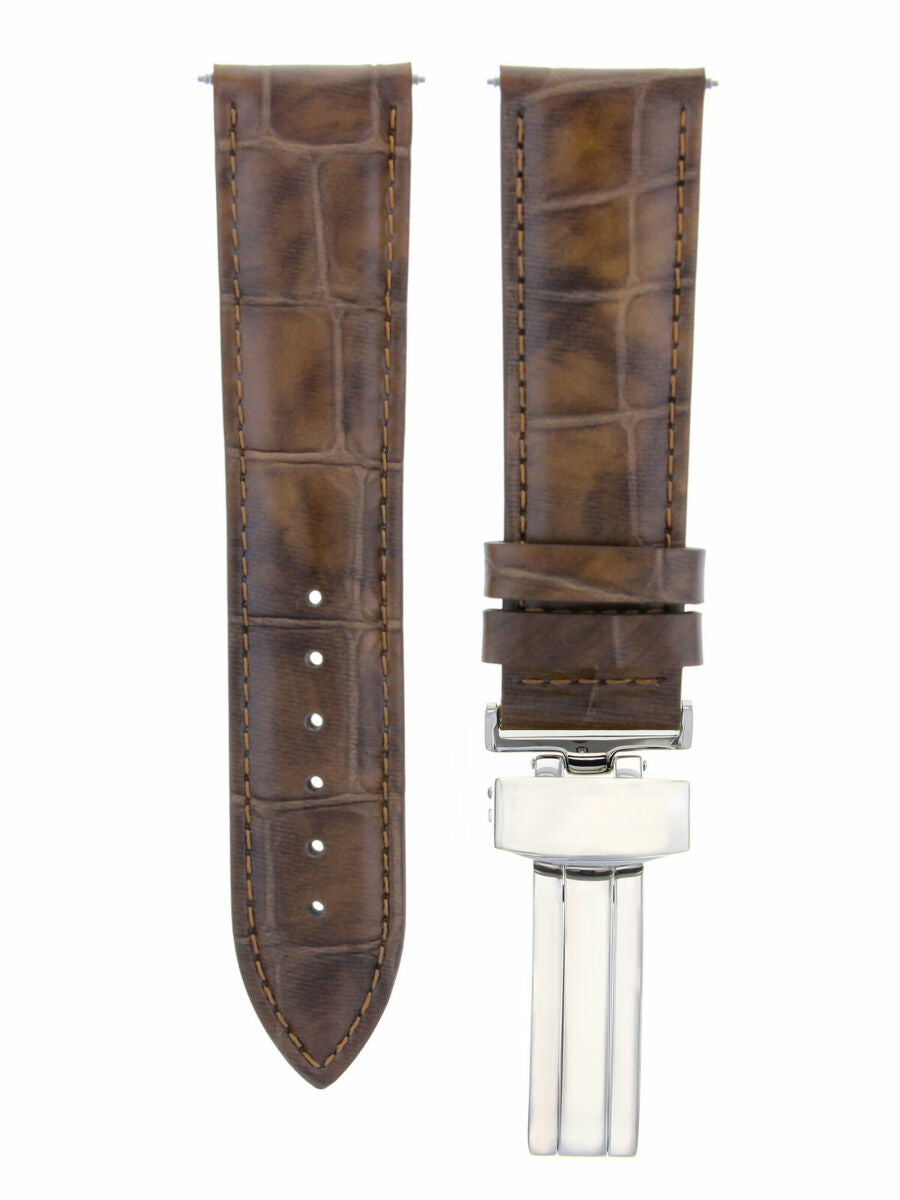 19MM LEATHER WATCH BAND STRAP DEPLOYMENT CLASP FOR TISSOT PRC200 PRS 200 L/BROWN