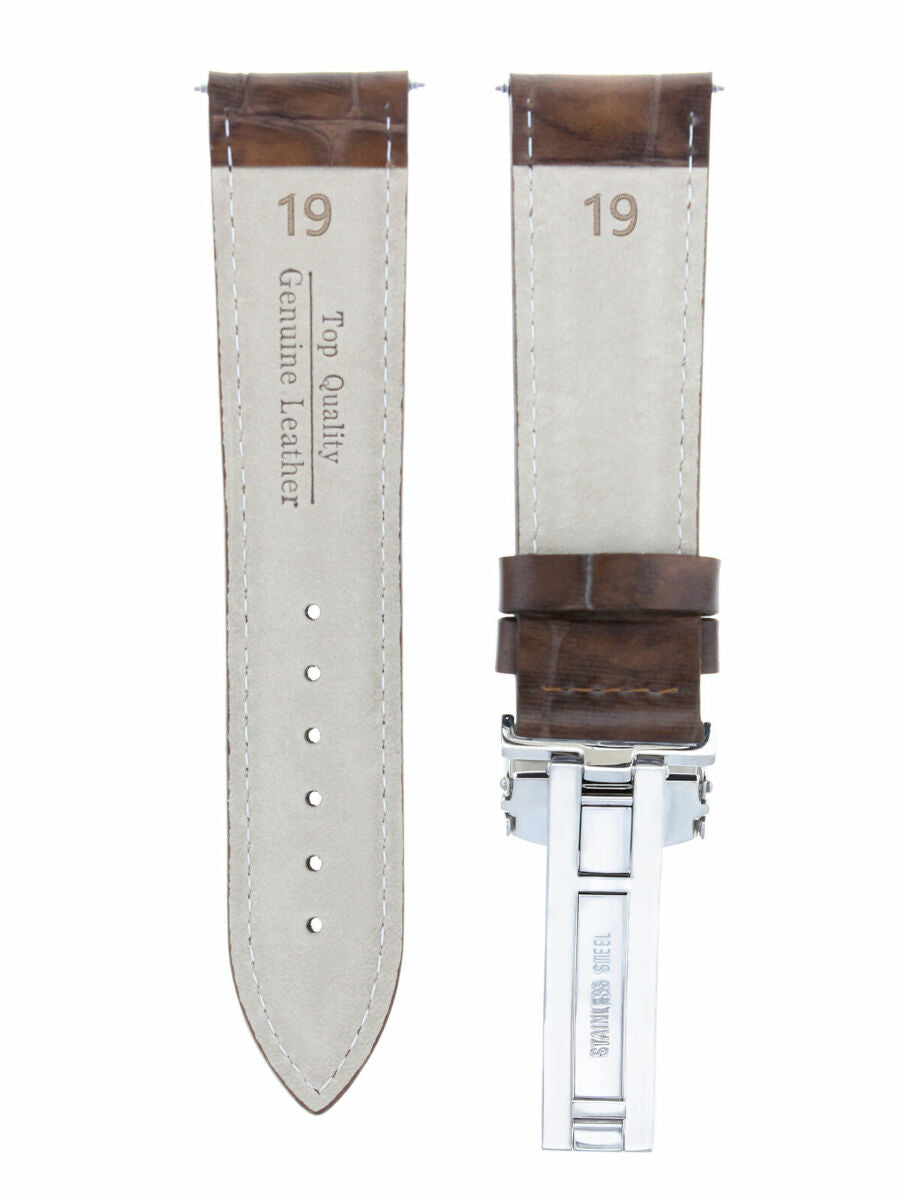 19MM LEATHER WATCH BAND STRAP DEPLOYMENT CLASP FOR TISSOT PRC200 PRS 200 L/BROWN