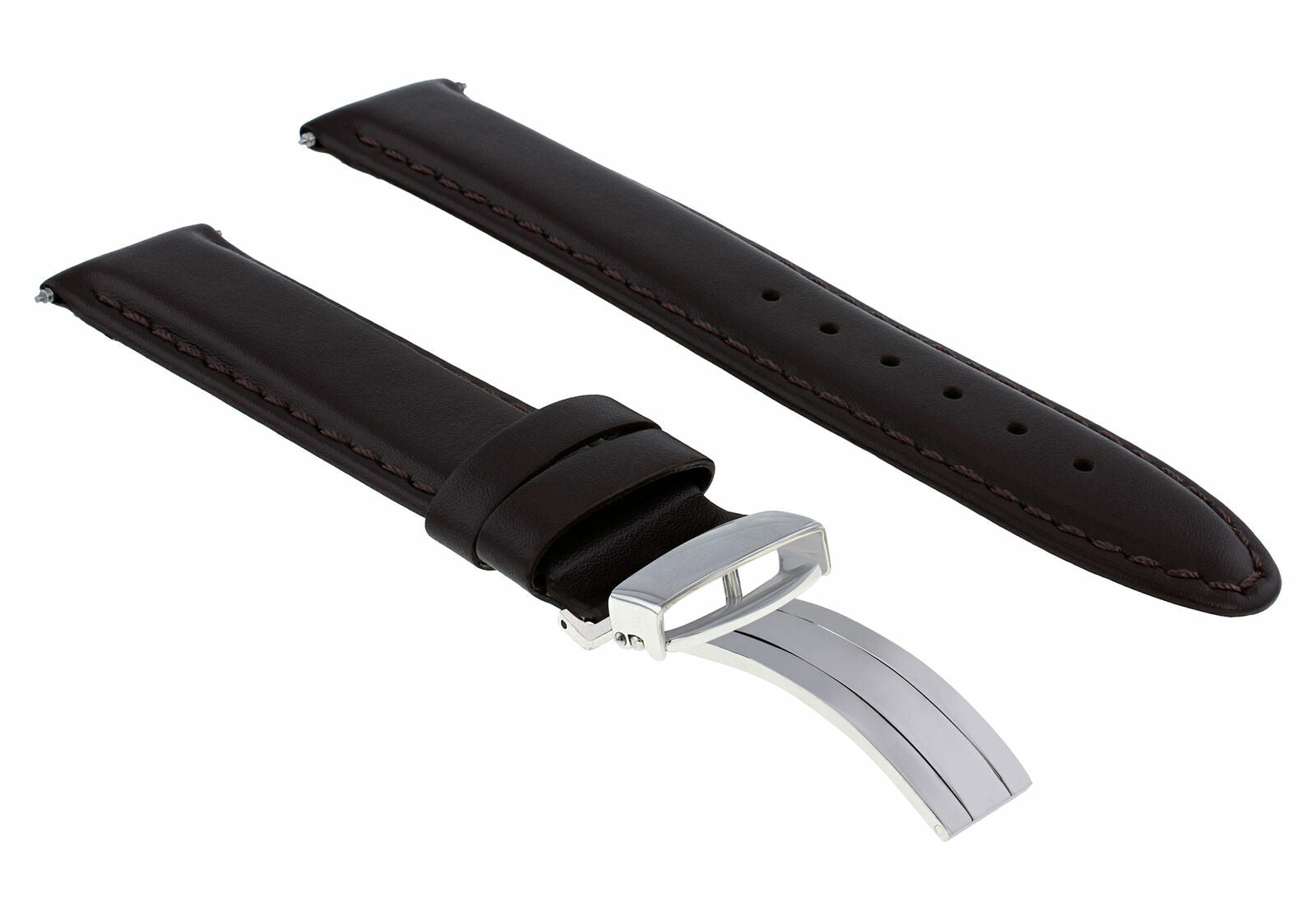 18MM DARK BROWN LEATHER WATCH SMOOTH STRAP BAND DEPLOYMENT CLASP FOR TISSOT #8