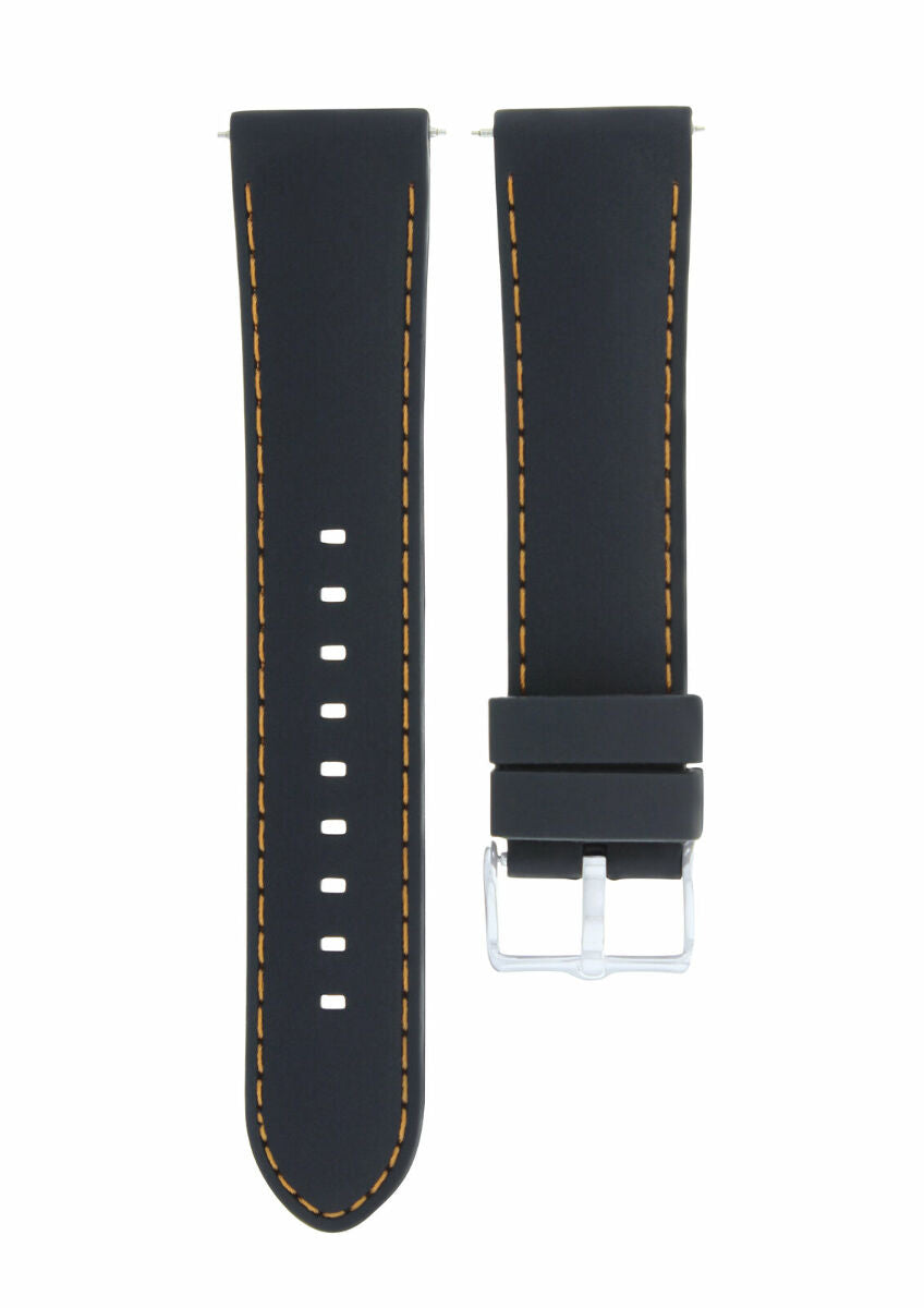 22MM SILICCONE RUBBER WATCH BAND STRAP FOR TISSOT 1853 BLACK ORANGE STITCHING