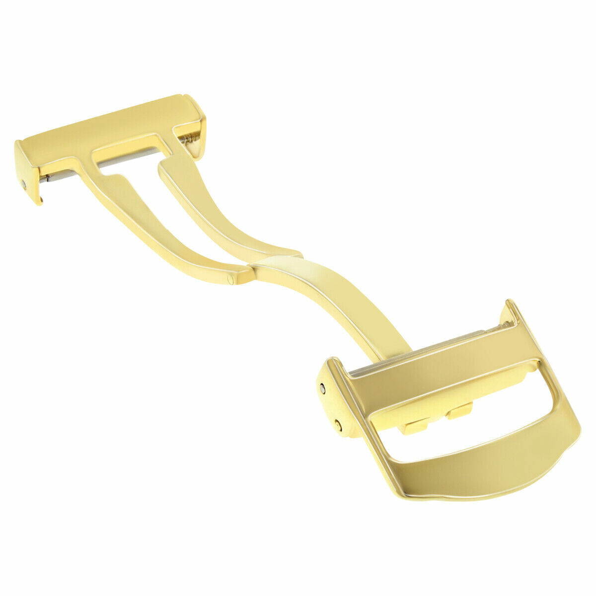 16MM DEPLOYMENT BUCKLE CLASP FIT CARTIER WATCH BAND LEATHER STRAP GOLD