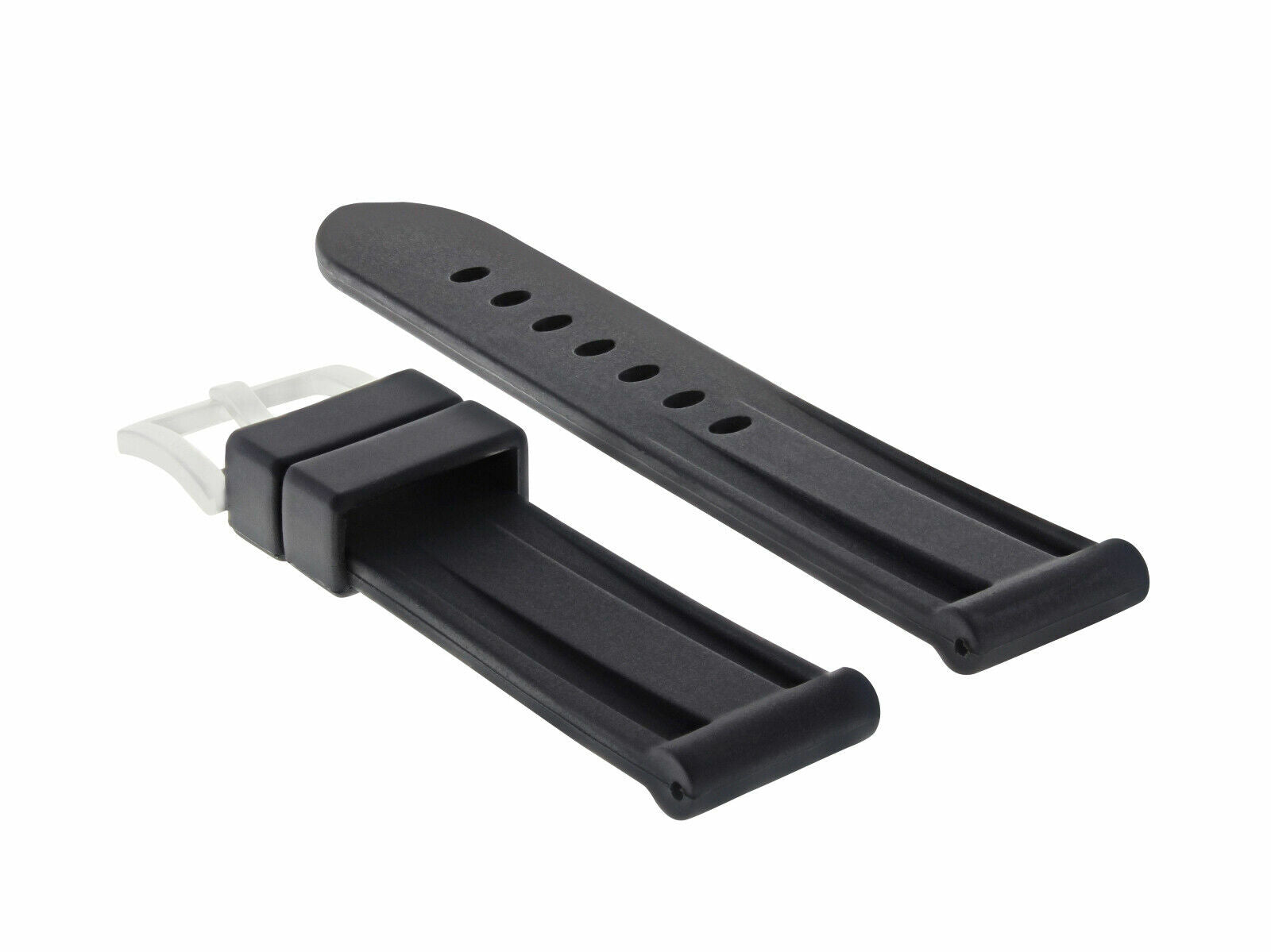 22MM SOFT RUBBER BAND PAM STRAP FOR CORUM TI BRIDGE WATCH PRE-V-BUCKLE BLACK