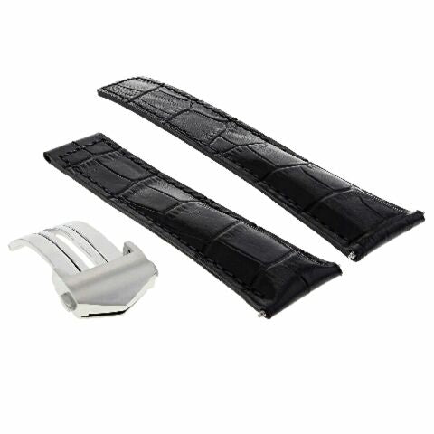 LEATHER WATCH BAND STRAP 22MM FOR 43MM TAG HEUER CV2A12 GRAND CARERRA CLASP TQ