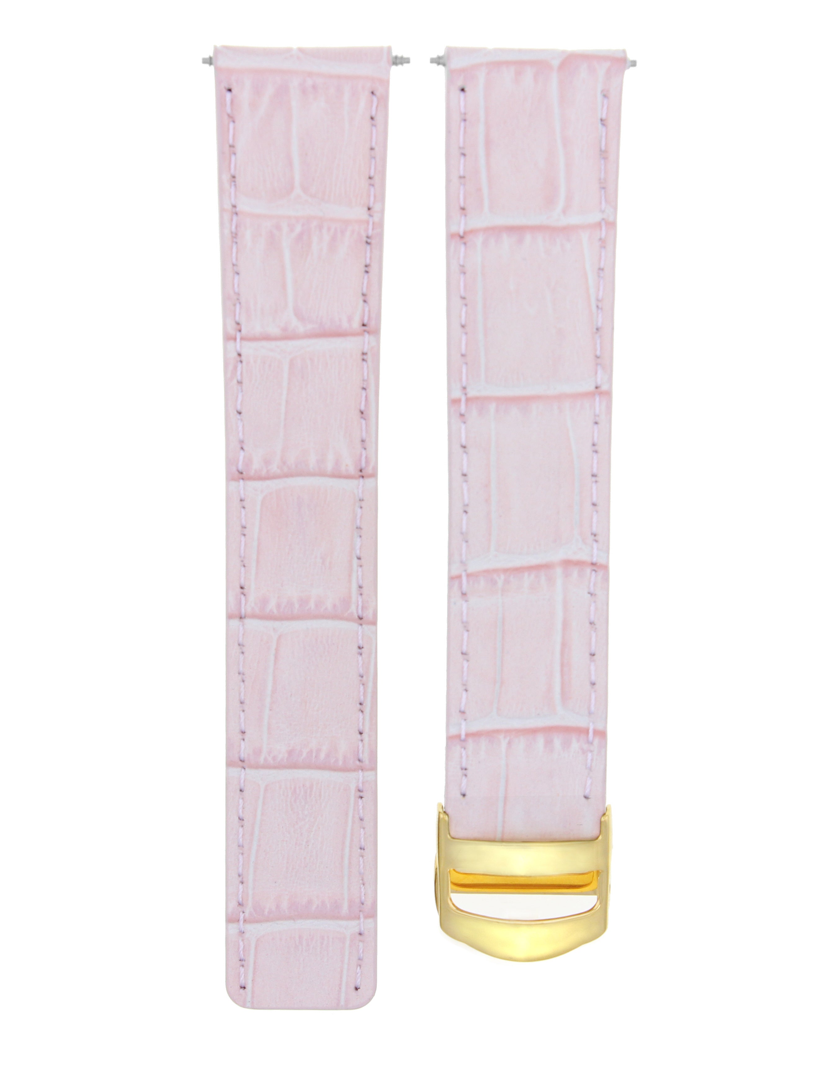 20MM LEATHER WATCH BAND STRAP DEPLOYMENT CLASP FIT CARTIER TANK WATCH PINK GOLD