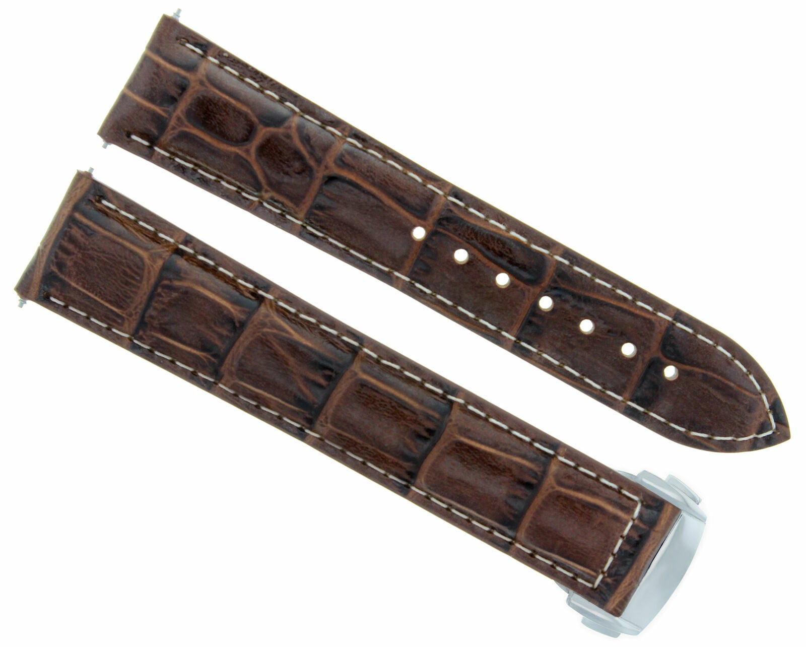 22MM LEATHER WATCH STRAP BAND CLASP FOR 45.5MM OMEGA SEAMASTER PLANET L/BROWN WS