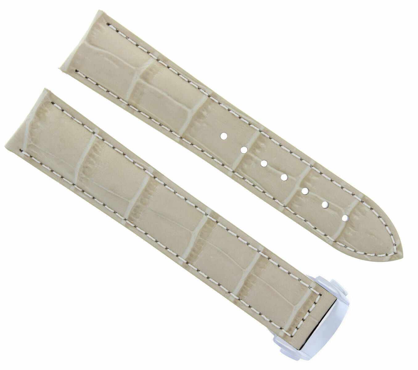 22MM LEATHER WATCH BAND STRAP CLASP FOR OMEGA SEAMASTER PLANET WATCH BEIGE WS