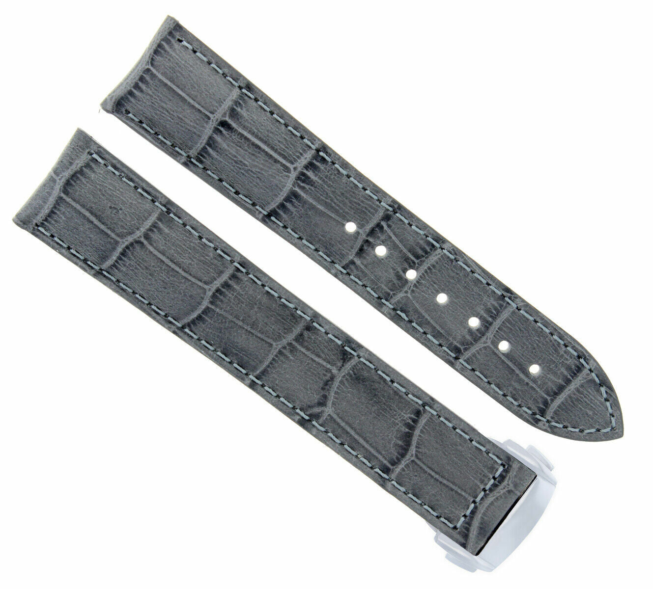 22MM LEATHER WATCH BAND STRAP CLASP FOR 45.5MM OMEGA SEAMASTER PLANET OCEAN GREY