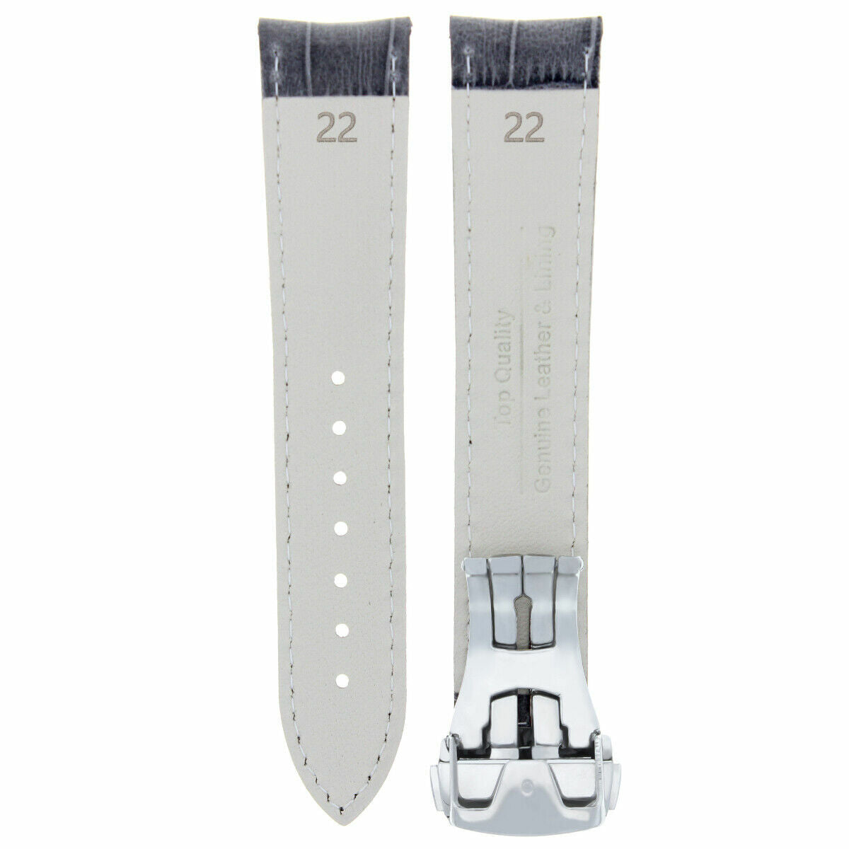 22MM LEATHER WATCH BAND STRAP CLASP FOR 45.5MM OMEGA SEAMASTER PLANET OCEAN GREY