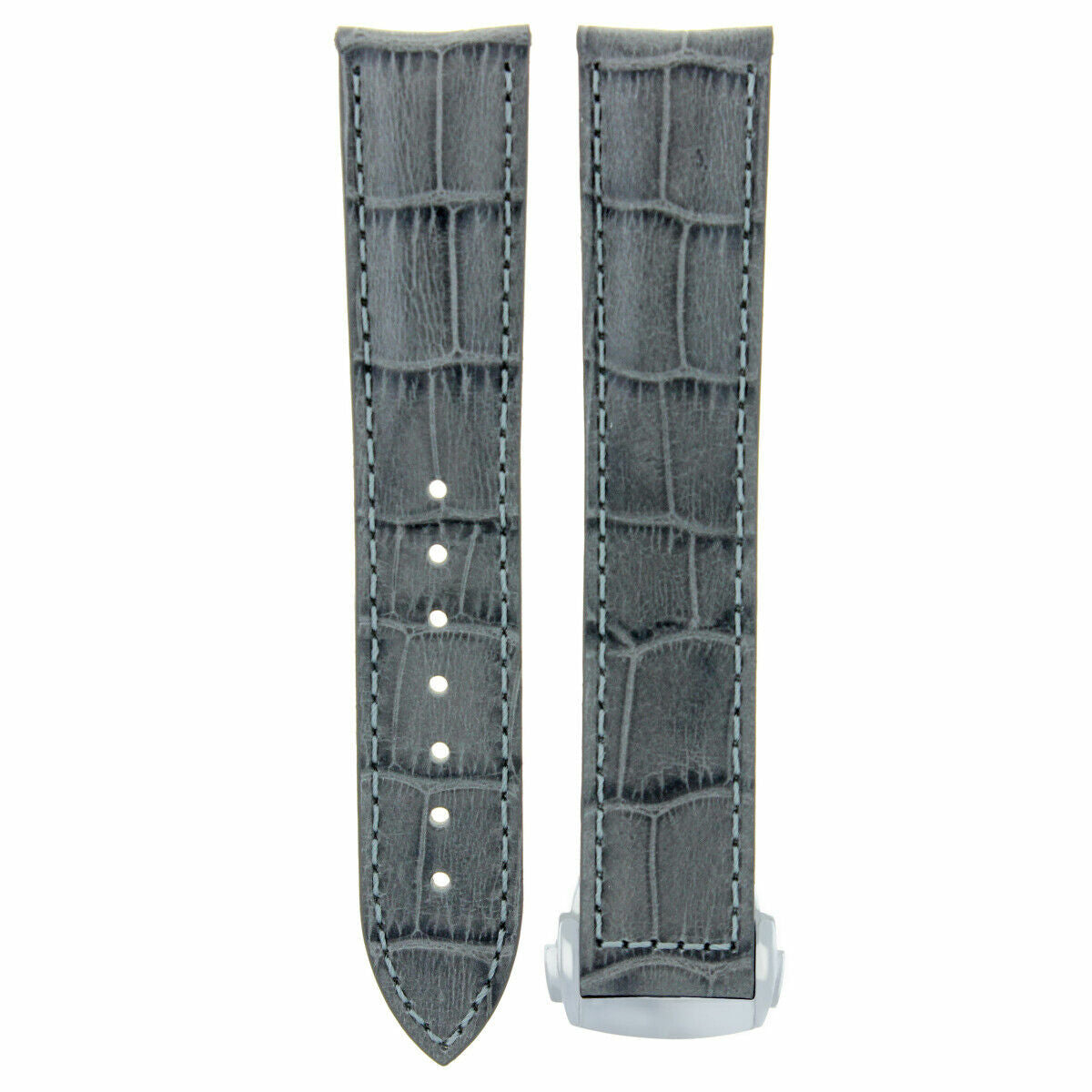 22MM LEATHER WATCH BAND STRAP CLASP FOR 45.5MM OMEGA SEAMASTER PLANET OCEAN GREY